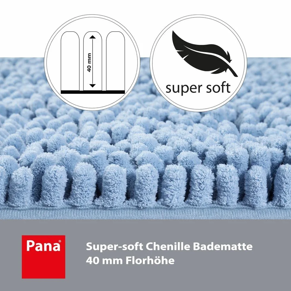 PANA® Premium szenilowa mata łazienkowa okrągła (Ø 56 cm) • okrągły dywanik łazienkowy z wyjątkowo miękkich włókien • chłonny i nadający się do prania • dywanik prysznicowy, dywanik łazienkowy, kolor: