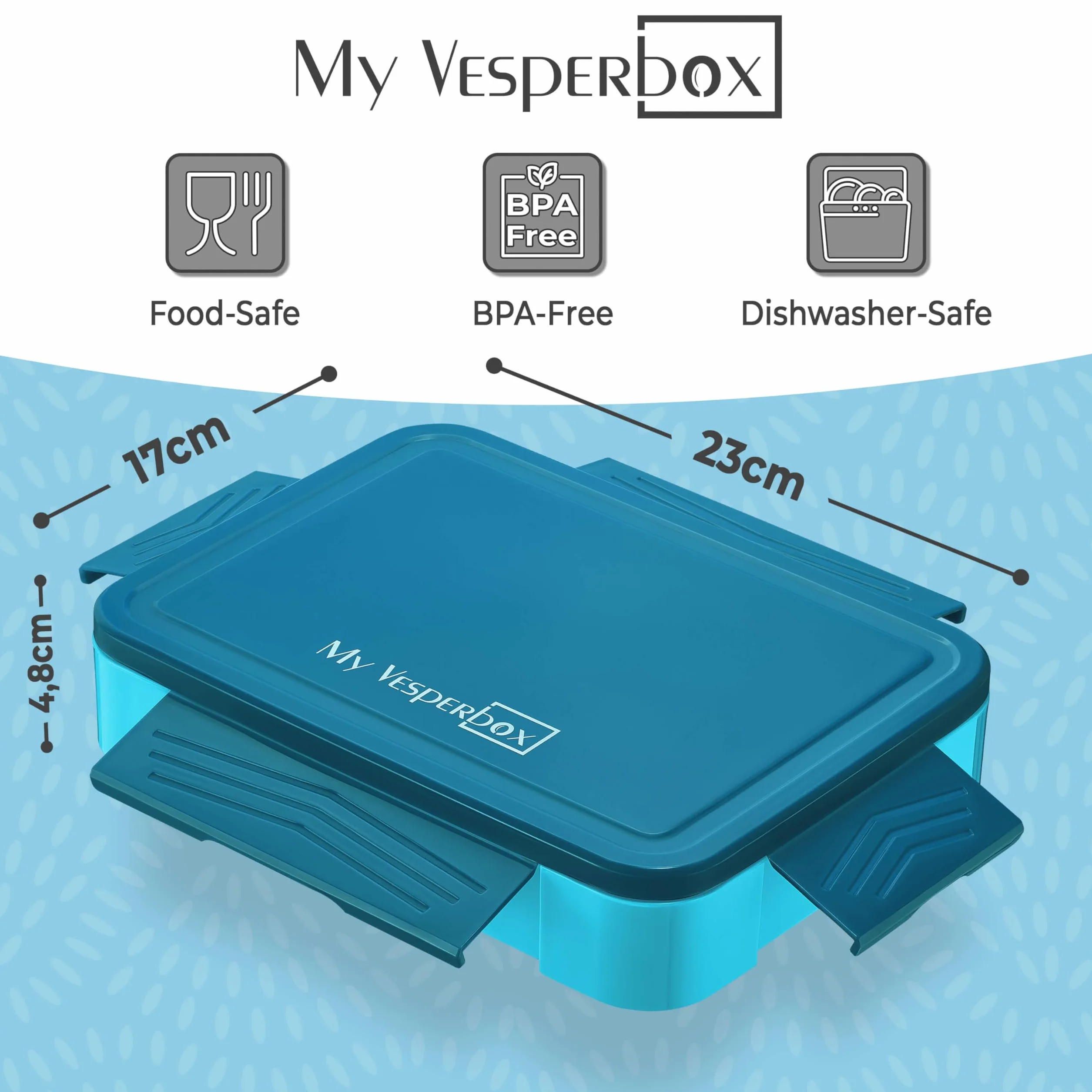 My Vesperbox Lite Bento Box Pudełko na drugie śniadanie dla dzieci, niezwykle wytrzymałe, pojemnik na chleb, idealny do przedszkola i szkoły (niebieski)