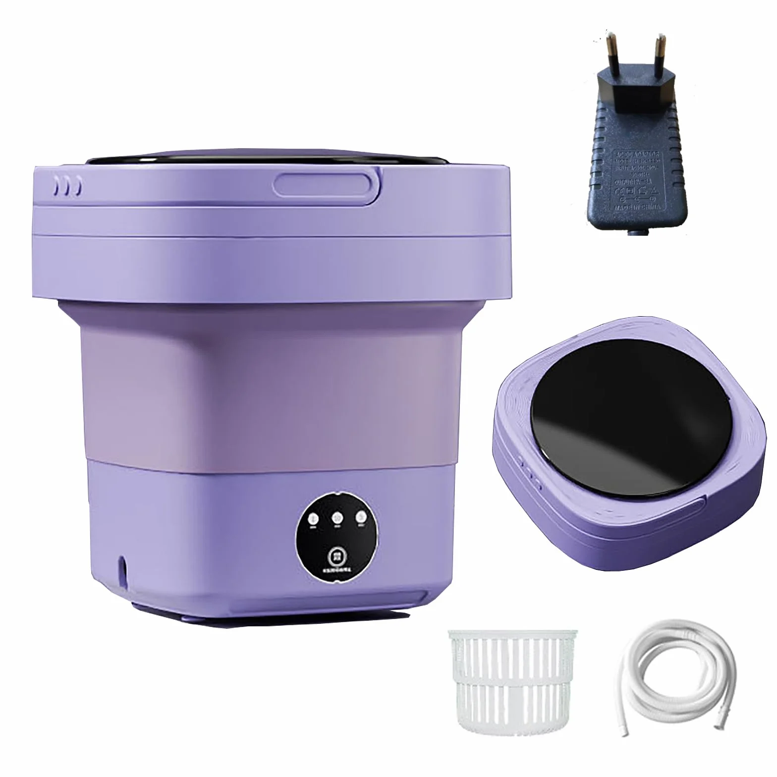 8L Mini przenośna pralka, Przenośna maszyna do mycia, Mała pralka do domu/podróży/Camping/Dormitorium/Odzież dziecięca/Skarpetki/Bielizna (EU power)