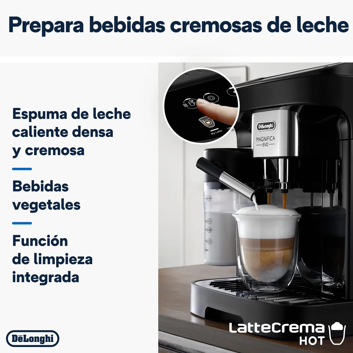 De'Longhi Magnifica Evo Ecam 292.81.B W Pełni Automatyczny Ekspres do Kawy z Dyszą do Spieniania Mleka, 7 Przycisków do Różnych Rodzajów Kaw, Intuicyjny Panel Sterowania, 2 Filiżanki, Czarny