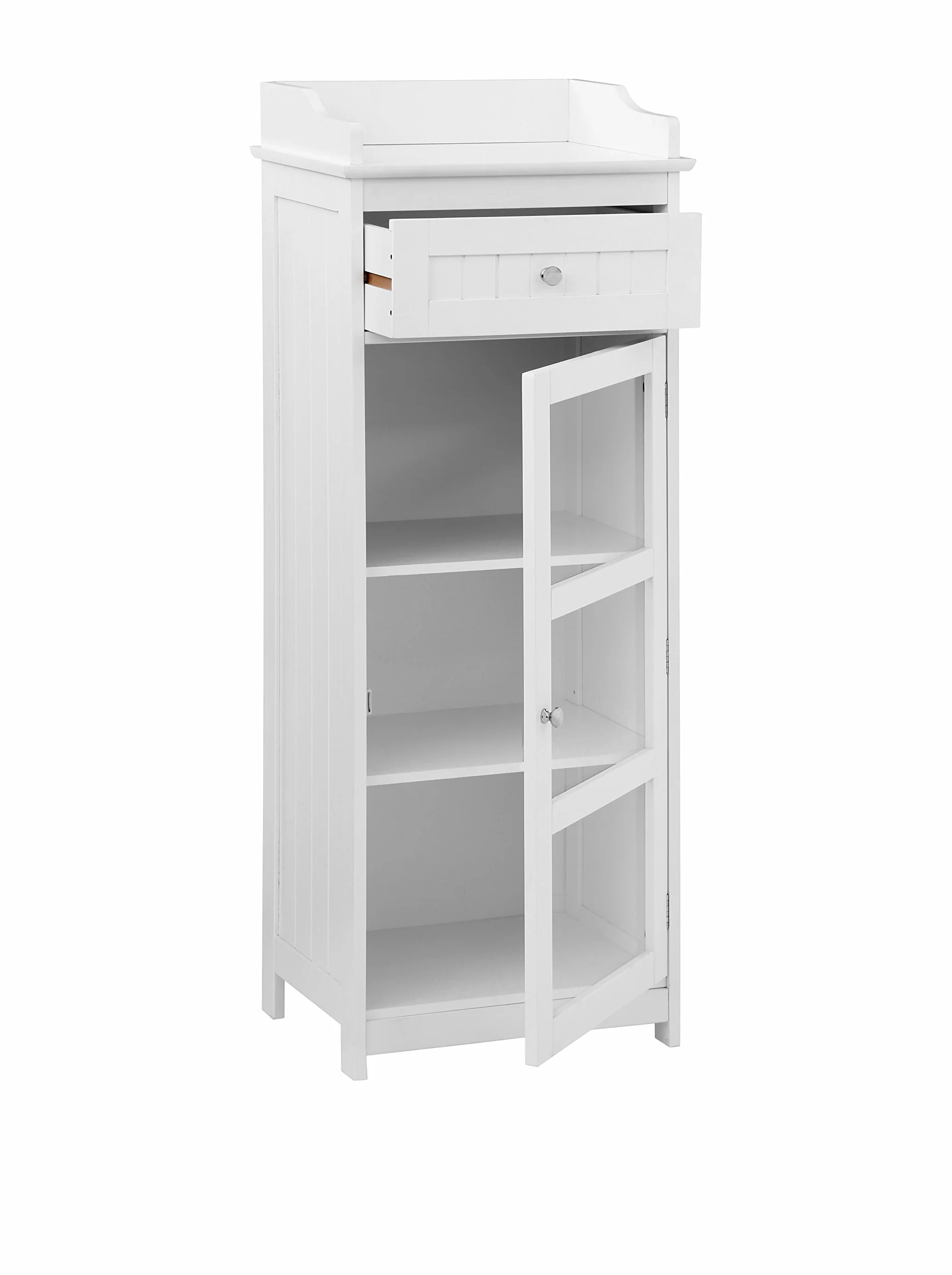 Premier Housewares Portland wolnostojąca komoda z drzwiami i szufladą, 119 x 45 x 33 cm, biała, MDF, biała, 33 x 45 x 119