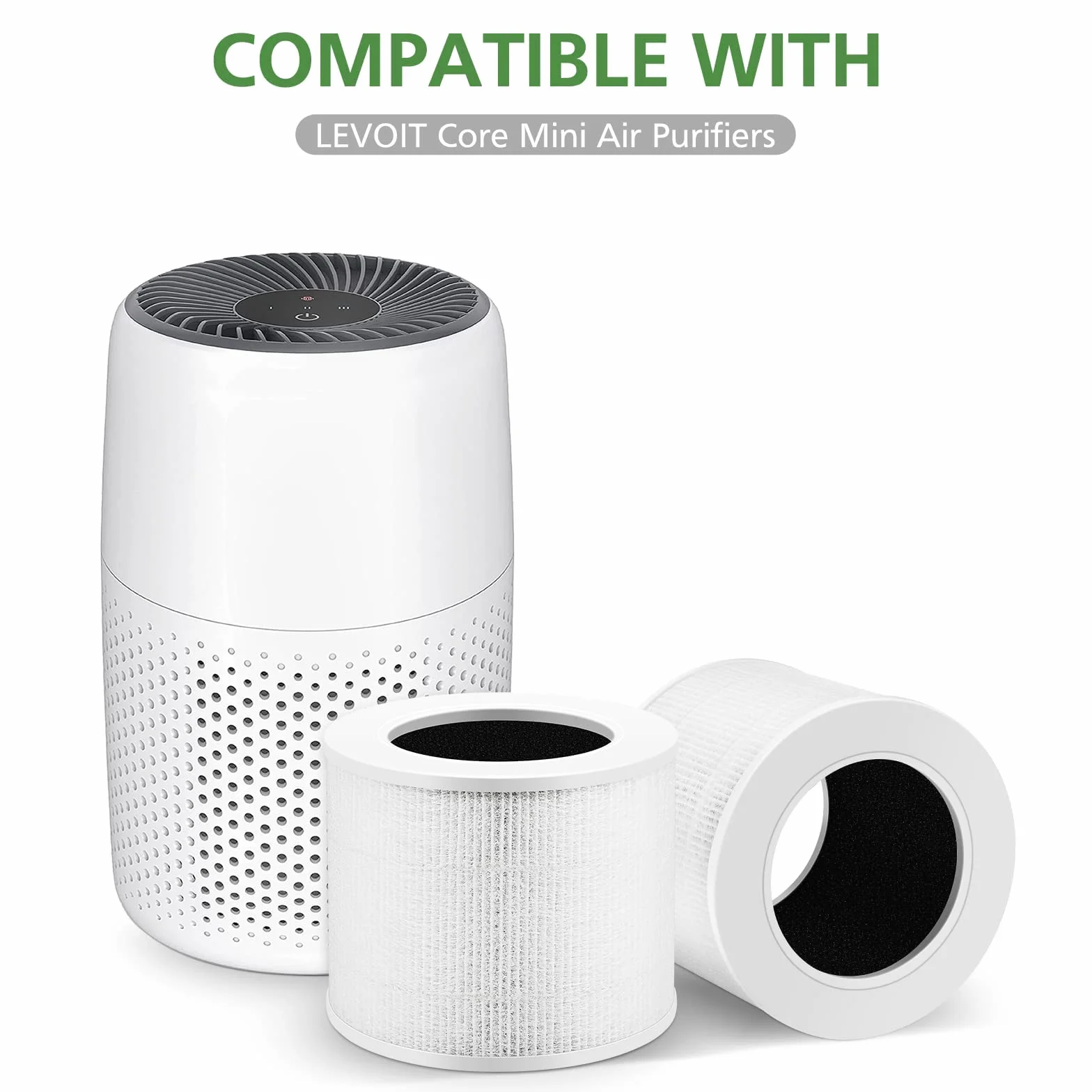 2-pak zamiennych filtrów HEPA kompatybilny z oczyszczaczem powietrza Levoit Core Mini-RF, system filtracji 3 w 1, filtr H13 True HEPA