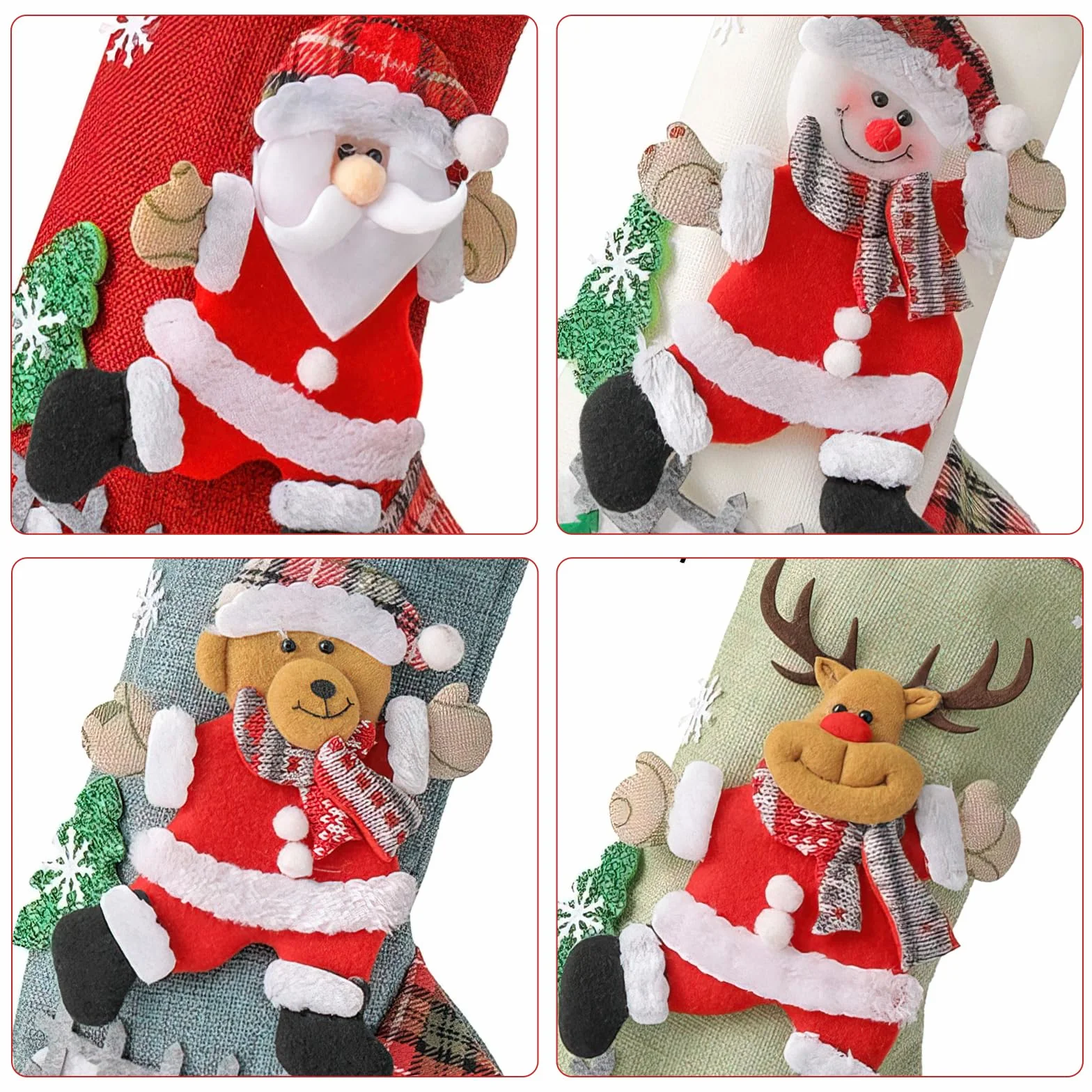 Świąteczne skarpety kominkowe O-Kinee 4 sztuki Boots Custom Christmas Socks Hanging Wypełniacz Dekoracja domu