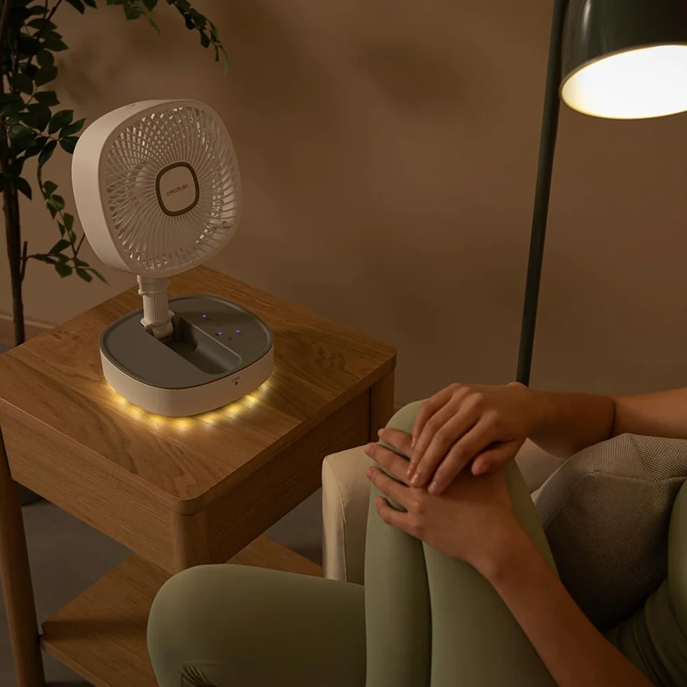 Cecotec Składany przenośny wentylator EnergySilence 1000 FoldAir Portable z LED, 8000 mAh, 10 cali
