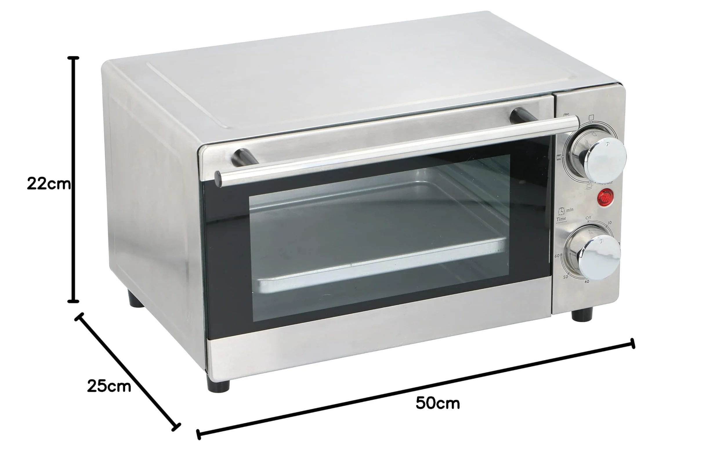 Mini piekarnik do ciężarówki / przyczepy kempingowej / łodzi / autobusu lub na kemping - stal nierdzewna, srebrny, 9 l, 34,5 x 23,5 x wys. 20 cm, 24 V / 300 W