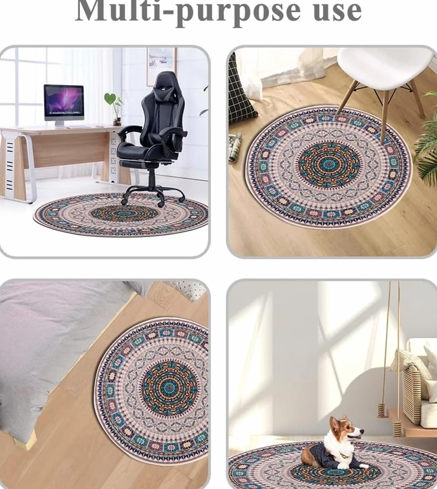 Mata Na Krzesło Biurowe Do Podłóg Z Twardego Drewna, Vintage Bohemian Gaming Rolling Chair Mat, Ochraniacz Na Dywan Biuro Dywan Mata Podłogowa(Brown,80 * 80cm)
