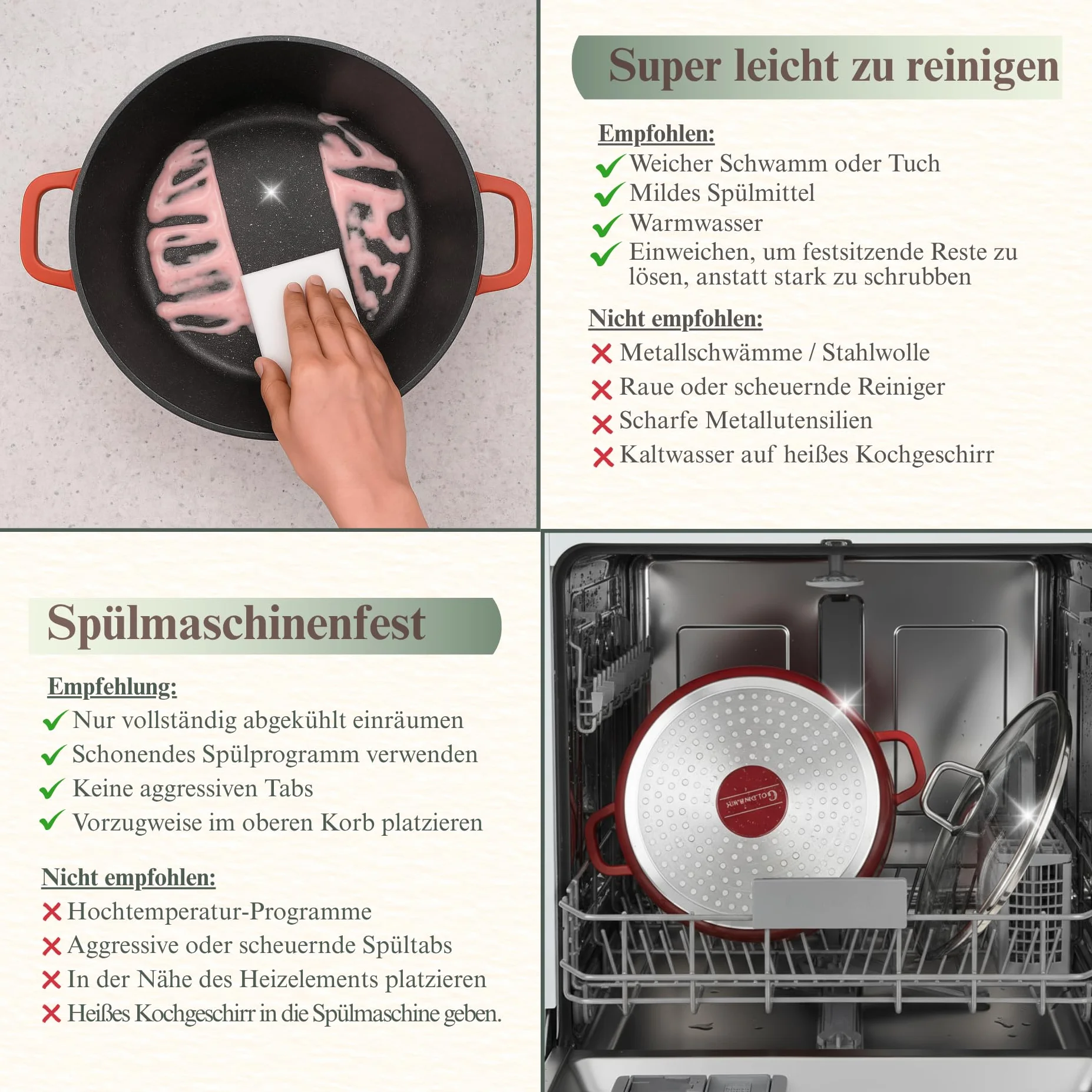 GOLDMANN garnek z odlewanego aluminium 28 cm 10 L, powłoka ceramiczna nieprzywierająca, szklana pokrywka, nadaje się do kuchenek indukcyjnych, można używać w piekarniku, bez PFOA
