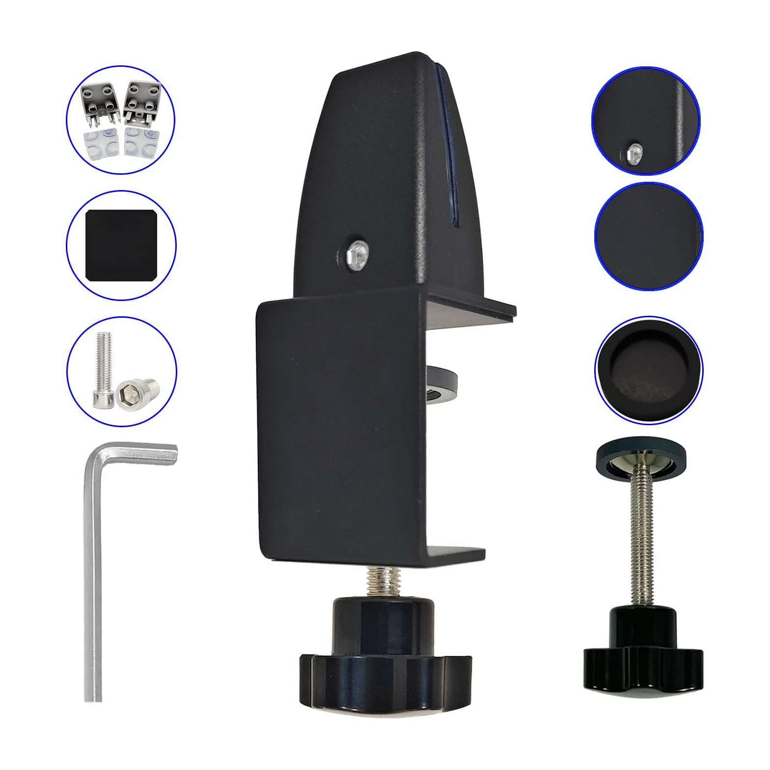 Klipsy podtrzymujące osłonę przed snem do panelu 1/8 cala-2,5 cm, regulowane, aluminiowe, akrylowe, czarne, 6-pak