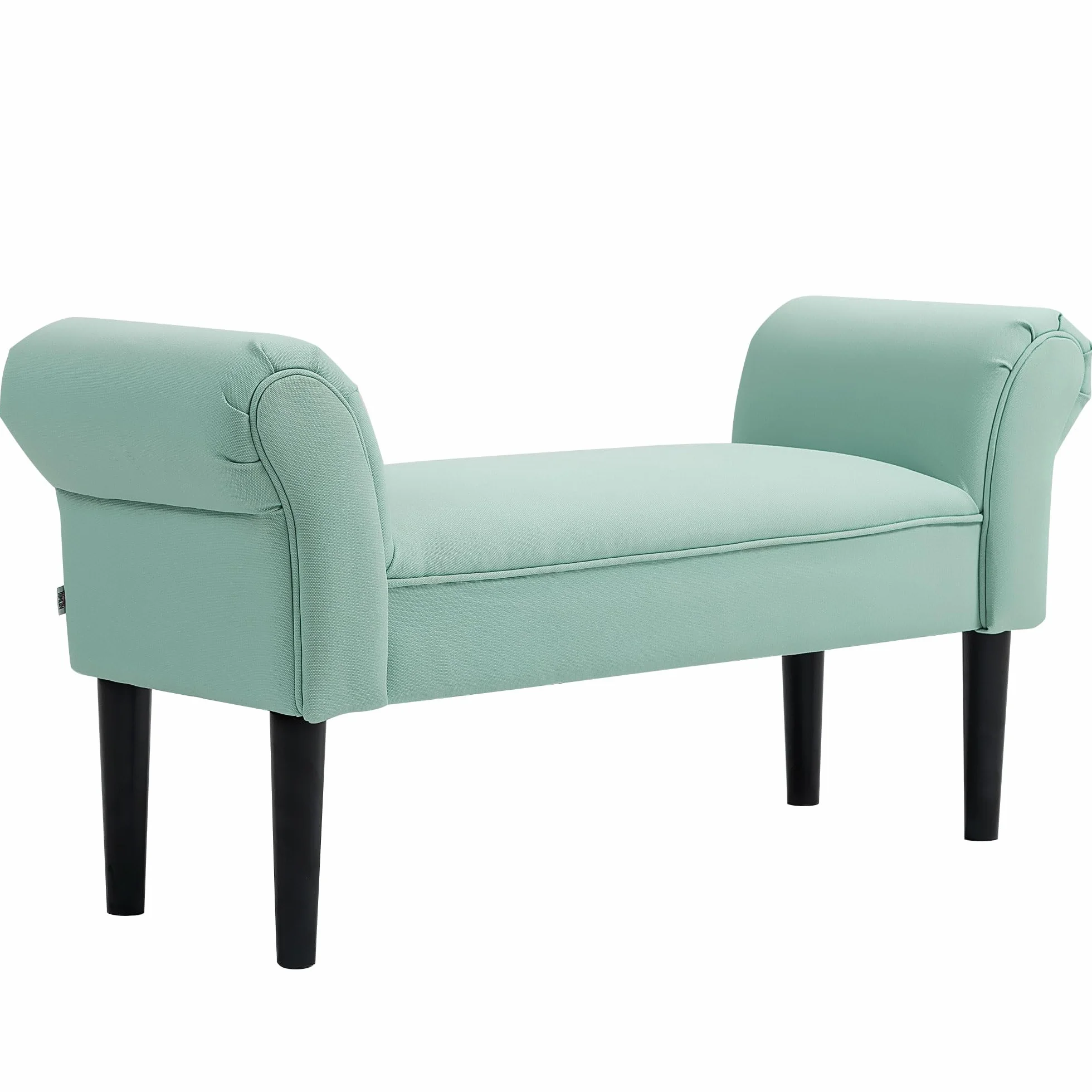 HOMCOM Ławka tapicerowana z materiału żaglowego, podłokietnik, ławka do przedpokoju z drewnianą ramą, ławka na buty do sypialni, salonu, korytarza, 102 x 36 x 51 cm, szaro-biała