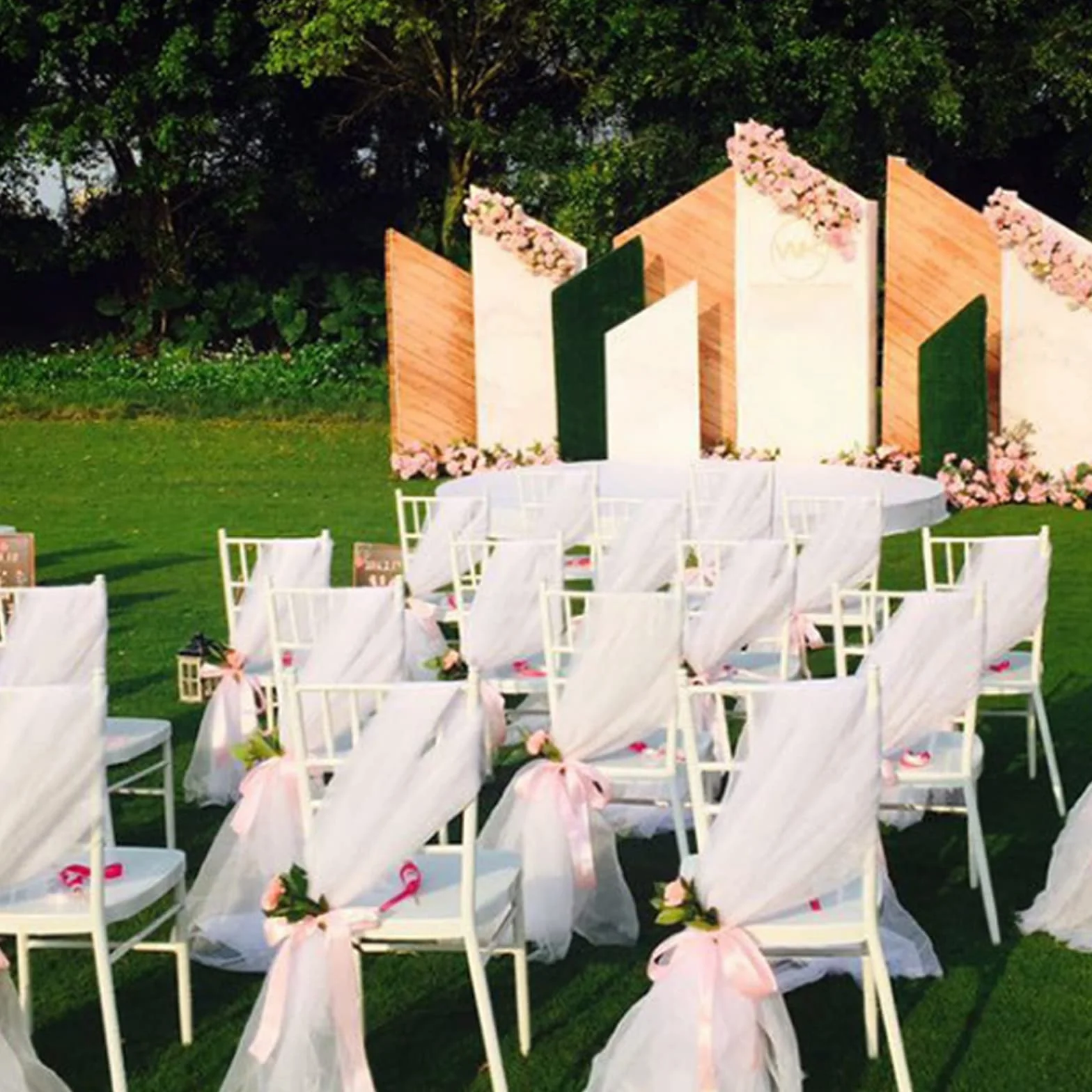 Tiul pokrowiec na krzesło, zestaw 4 szt., przędza mleczna, długi tiul, wysokie pokrowce na krzesło, na wesele, baby shower, dekoracja