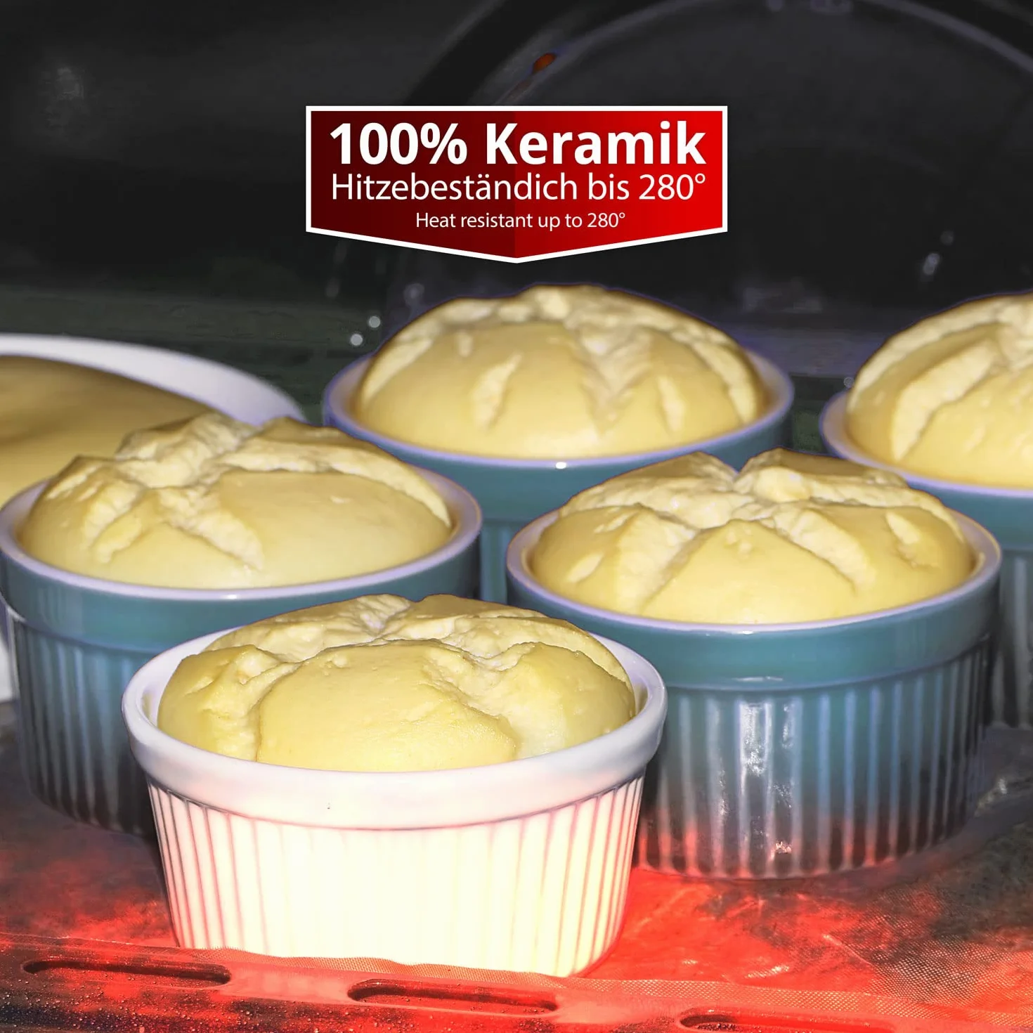 Miseczki deserowe Dimono 170 ml zestaw 8 szt. turkusowe do kremów Brulee Souflee