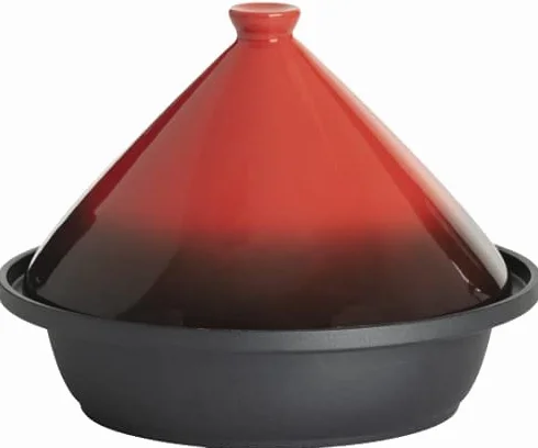 Tajine ze stali nierdzewnej do indukcji i ceramiki gradient czerwony czarny