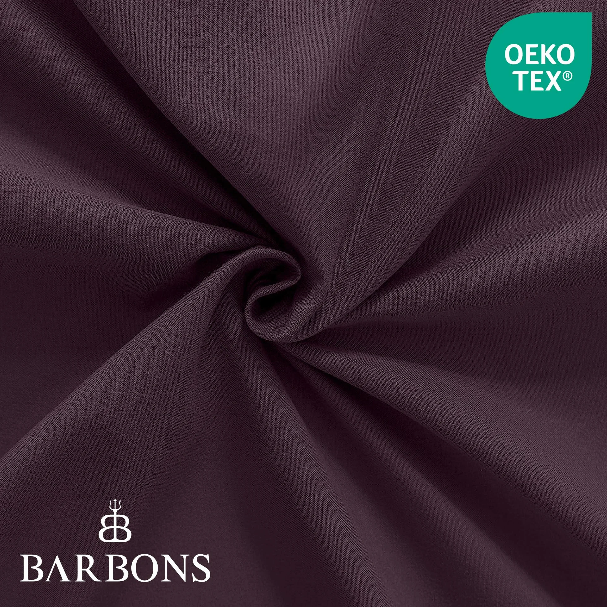 BARBONS Prześcieradło z gumką 90 x 200 cm 100% bawełna Jersey Oeko-TEX, wysokość materaca do 27 cm, bakłażan