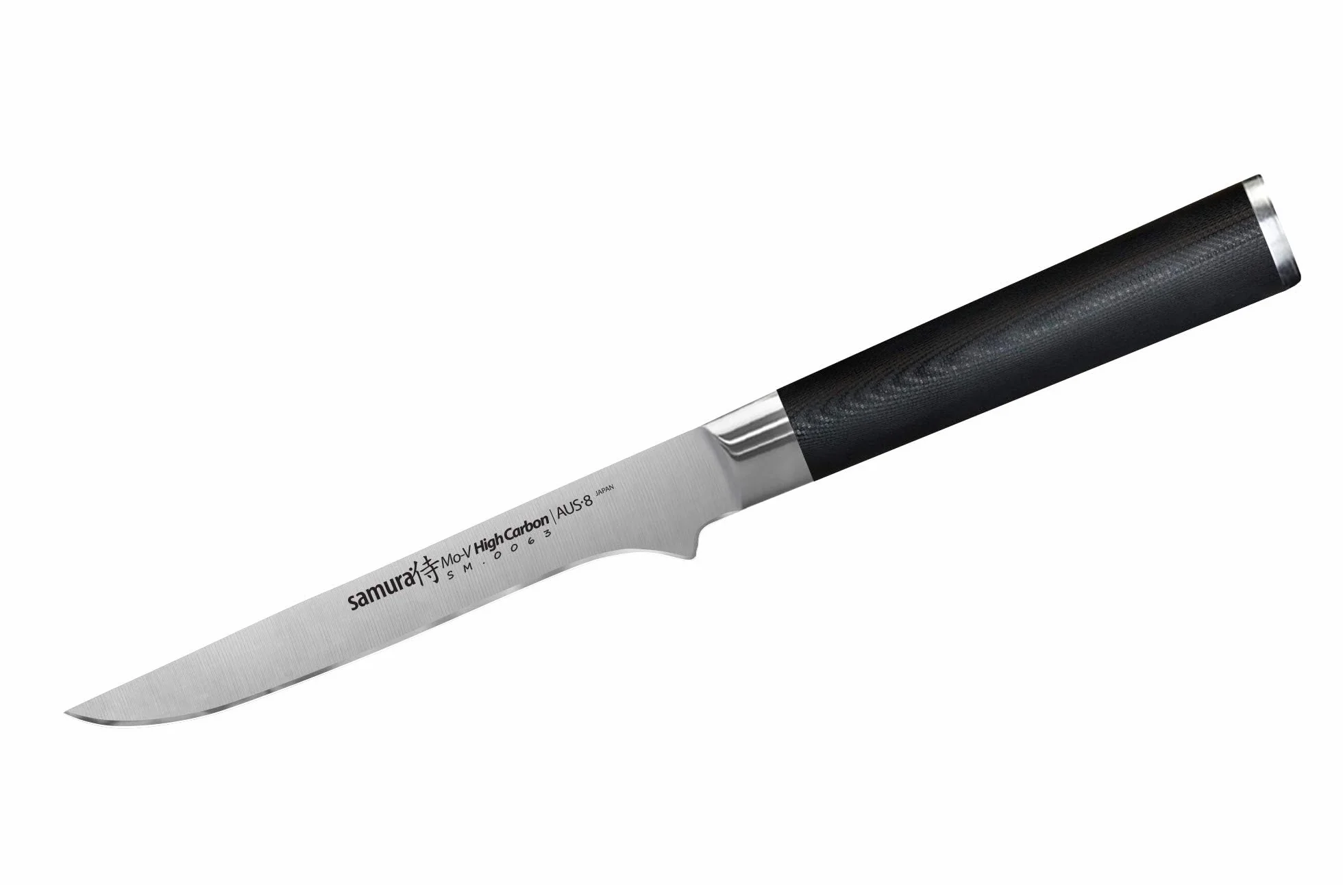 Samura MO-V Profi Ausbeinmesser ultra-scharf, groß und flexibel, aus japanisch AUS 8 Edelstahl, 16,5 cm Klinge, mit G10 Handgriff aus Carbon, Filetiermesser, gebogen