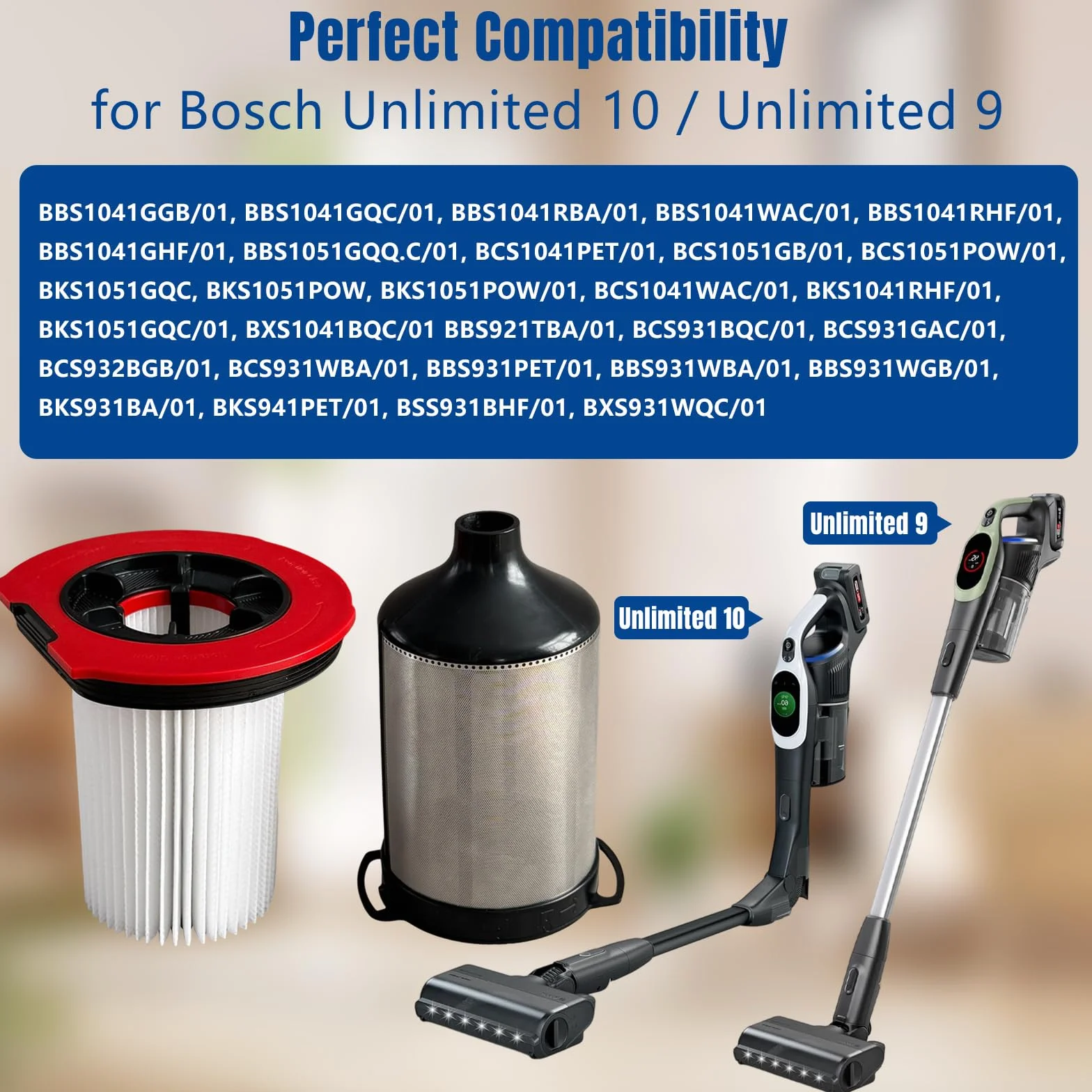 Filtr zastępczy do odkurzacza Bosch Unlimited 10 9 HEPA stal nierdzewna szczotka
