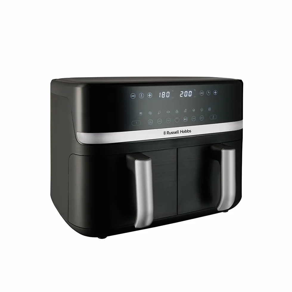 Russell Hobbs Frytkownica beztłuszczowa 9L Air Fryer [dwie komory/strefy, 9 programów] Satisfry (szuflady można myć w zmywarce, maks. 200℃, niski poziom hałasu, pieczenie bez oleju, 2800W) 27681-56