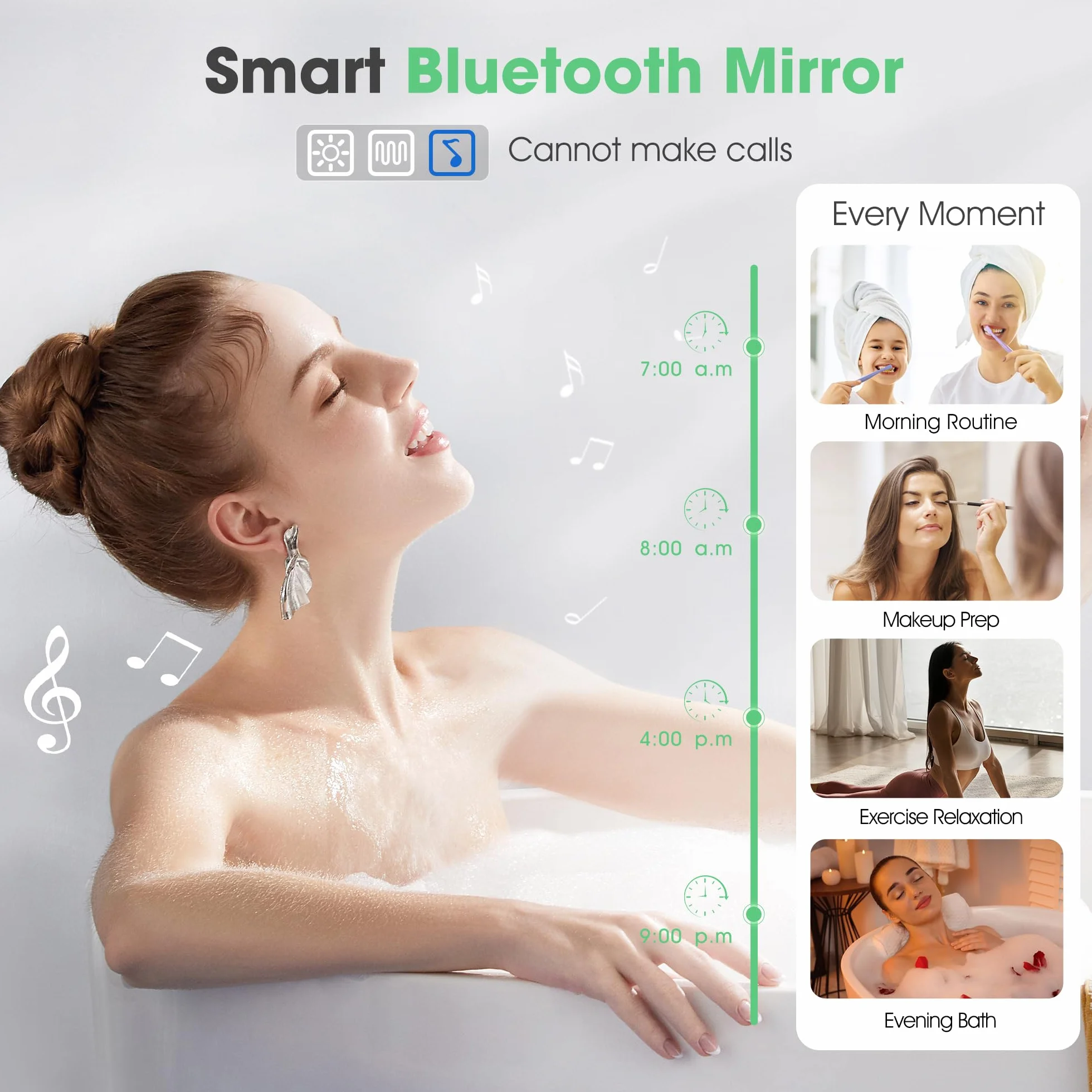 S'bagno Lustro łazienkowe z oświetleniem LED, 120 x 70 cm, z oświetleniem, Bluetooth, detekcja, 3 kolory, możliwość ściemniania, funkcja pamięci, szkło hartowane, wodoszczelność IP44, poziome/pionowe