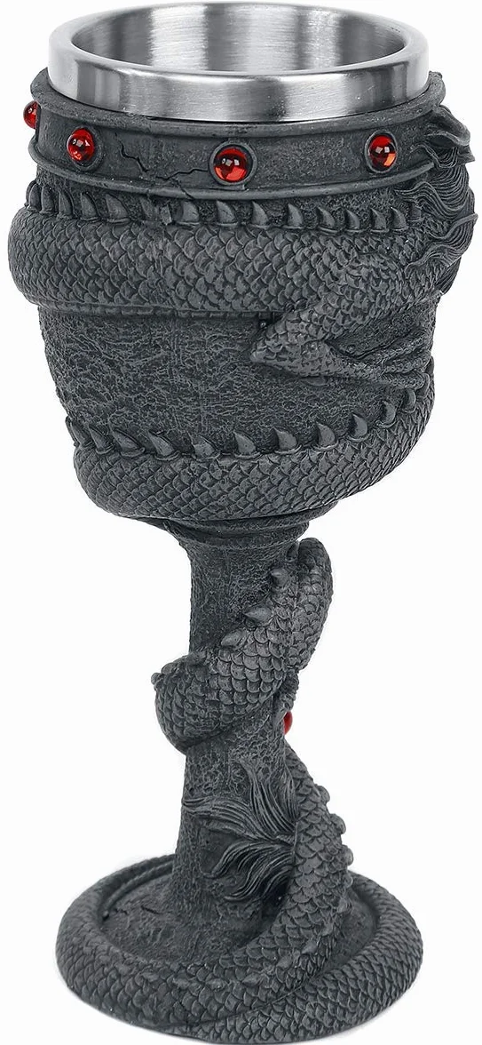 Nemesis Now Smocza cewka kielich 20 cm czarny, żywica z wkładką ze stali nierdzewnej, 1 szt. (1 opakowanie)