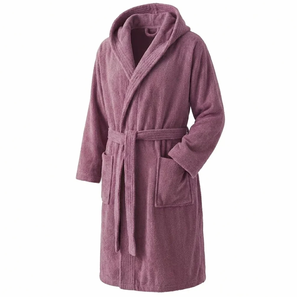Top Towel - Elegancki - Szlafrok damski i męski 100% bawełna, 500 g/m² - Opcja z kapturem lub bez kaptura - Miękki i chłonny do prysznica, spa i basenu, fioletowy, XL