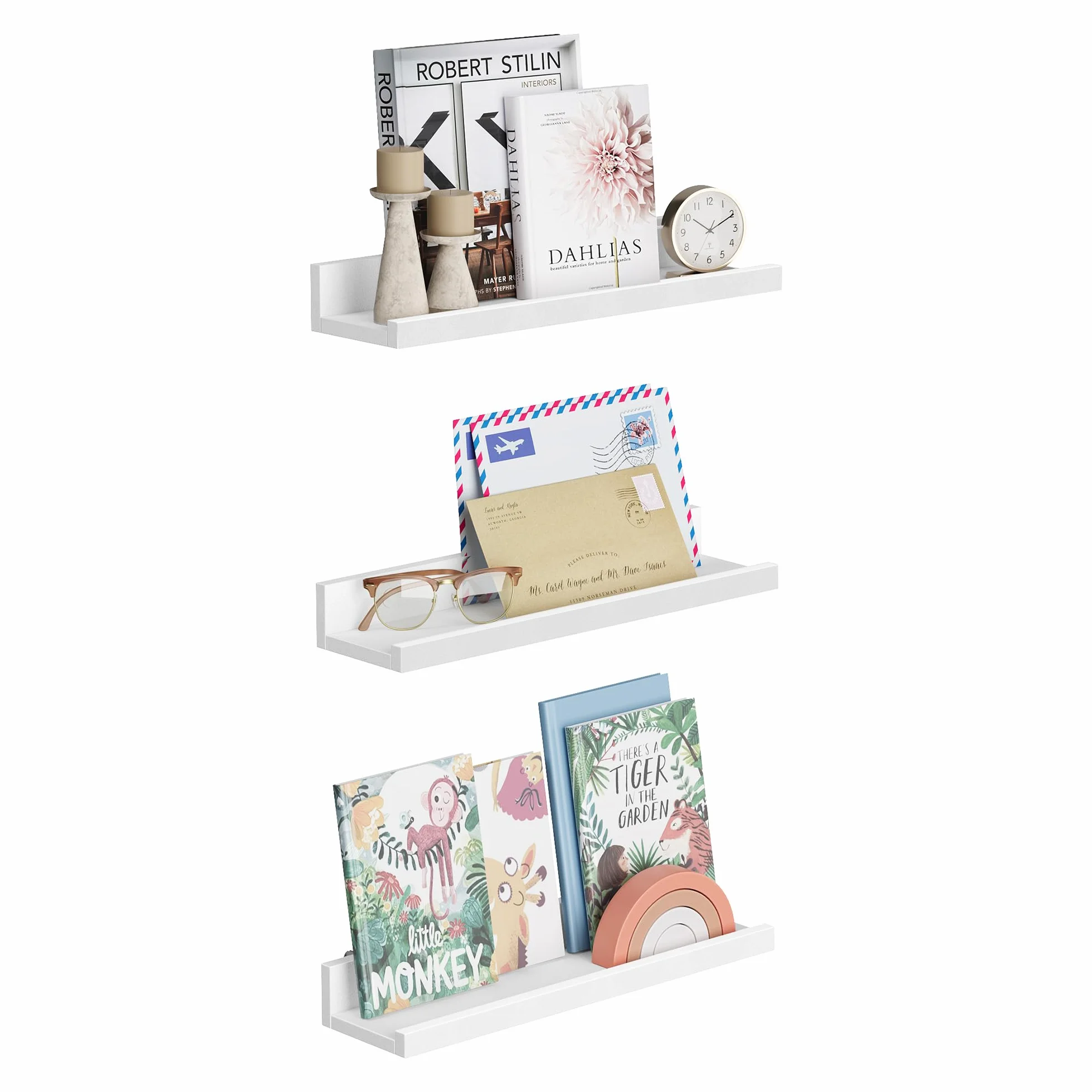 Songmics Lws38Wt Półki Ścienne, Biały, 38 x 10cm