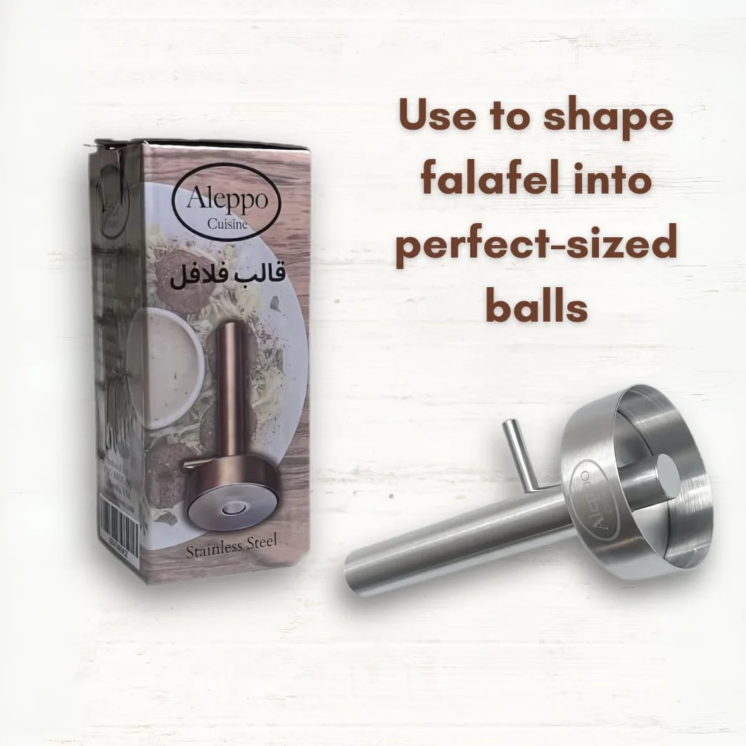 Falafel Maker Press Kształt pączka (z otworem), stal nierdzewna, najwyższej jakości, profesjonalne narzędzie kuchenne z Bliskiego Wschodu, forma do klopsików, łyżka 2,3 cala (5,75cm) średnica (1)