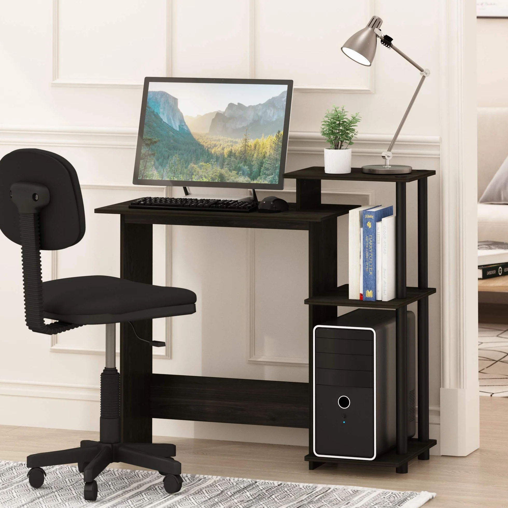 Furinno Wydajne Domowe Biurko Do Laptopa, Notebooka, Nauki i Pisania, Espresso/Czarne