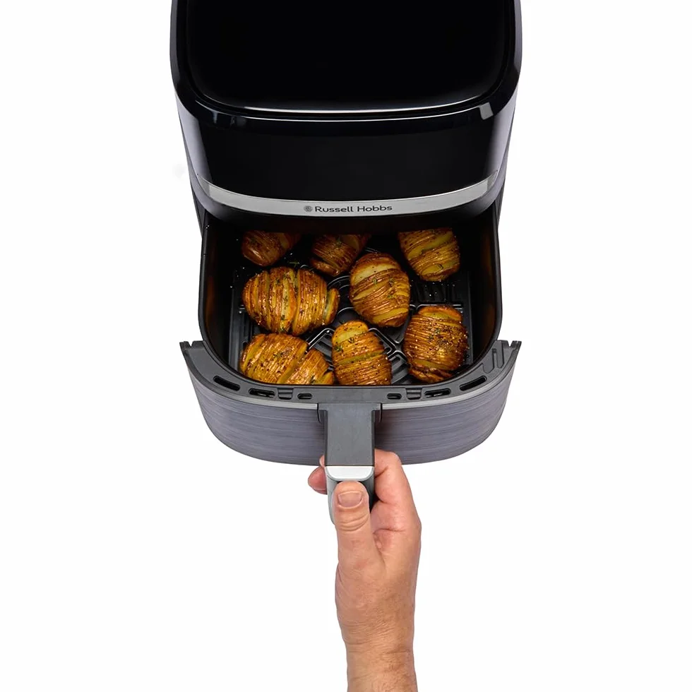 Russell Hobbs Frytkownica beztłuszczowa 5.5L [Kompaktowa, 9 funkcji] Satisfry (Części nadające się do mycia w zmywarce, Nieprzywierająca powłoka, Bez BPA, Ekran dotykowy, Smażenie bezolejowe) 27621-56