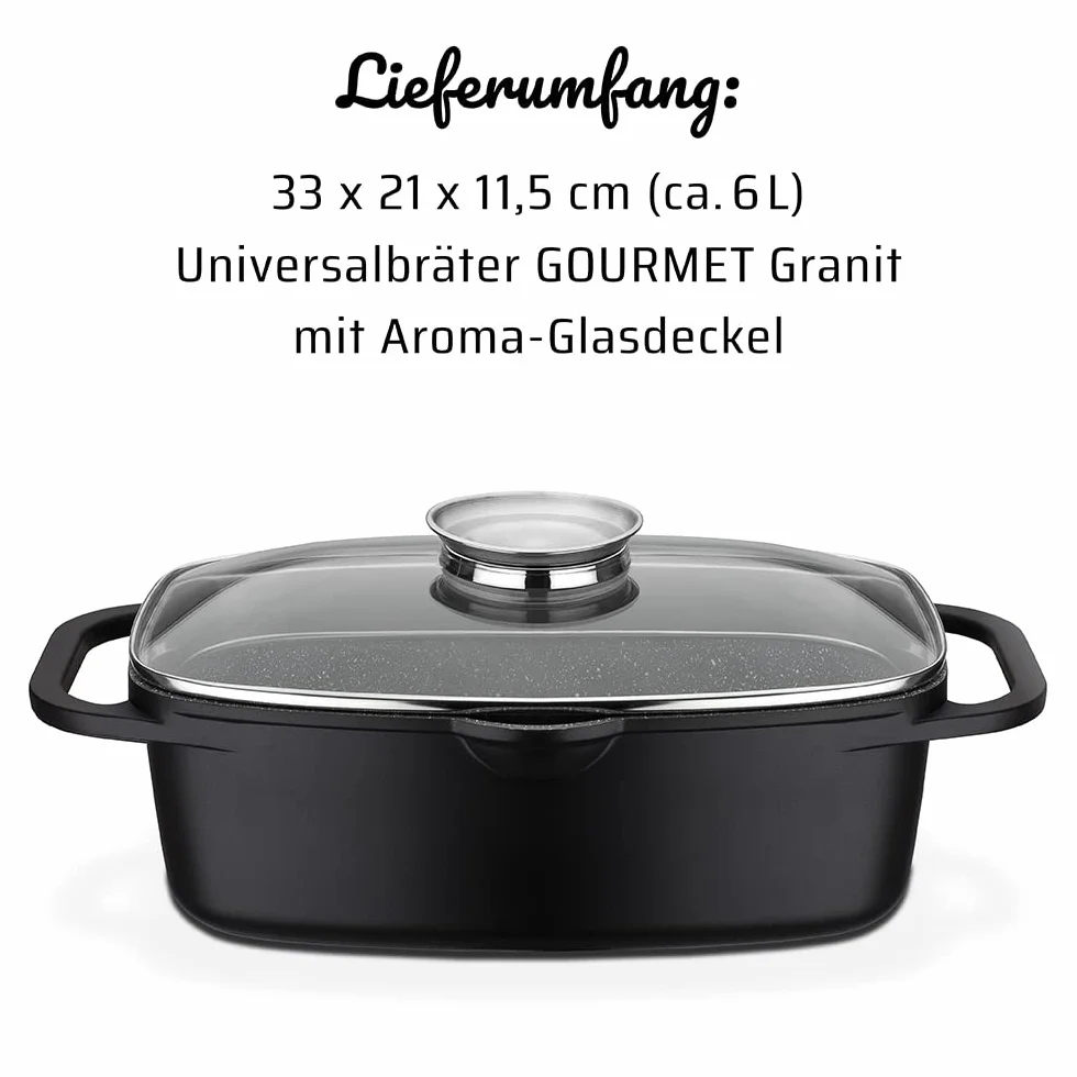 Gsw Gourmet Granit Naczynie Żaroodporne, Czarny, 33 x 21 cm