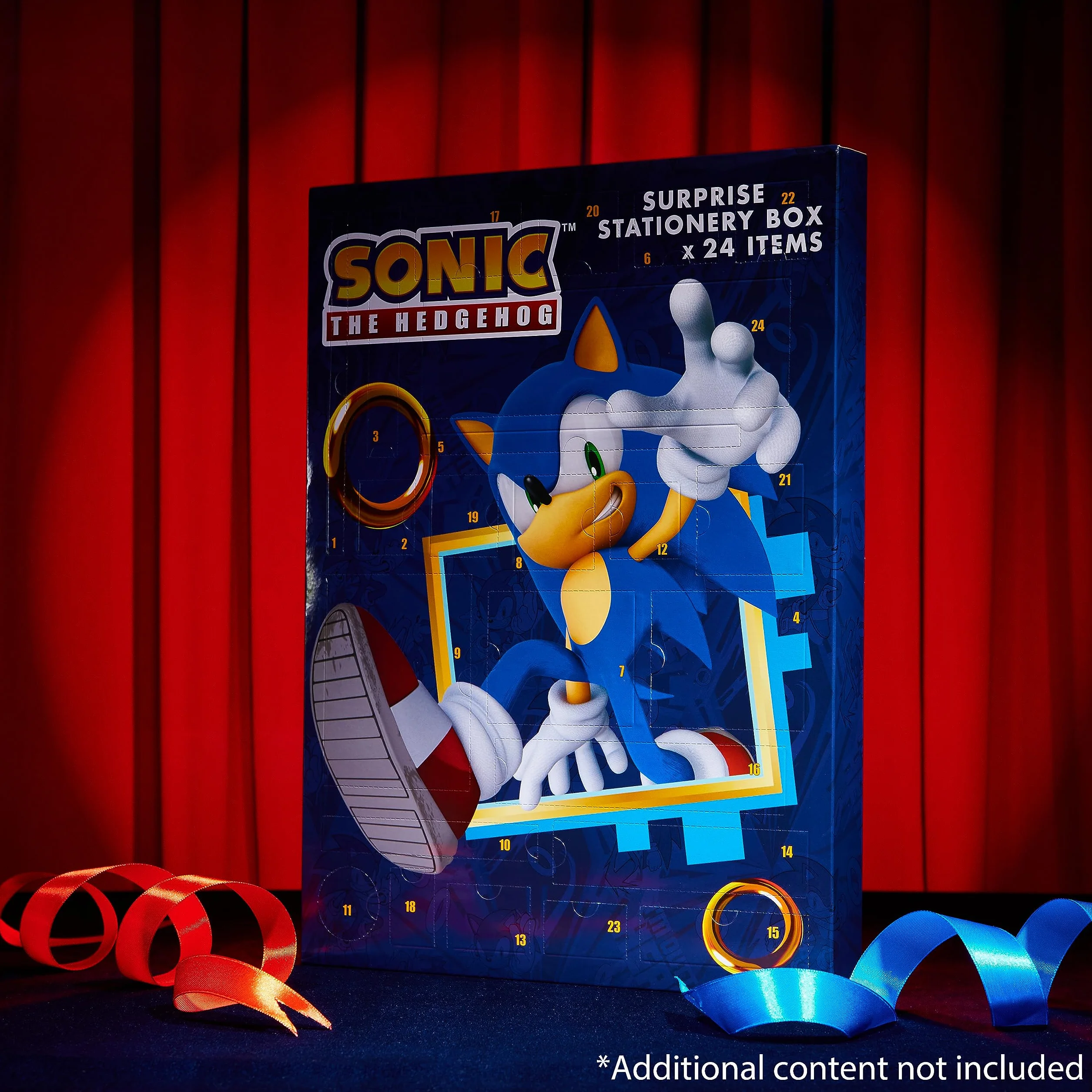 Sonic The Hedgehog Kalendarz adwentowy 2024 dla dzieci i młodzieży, bransoletka breloki papiernicze