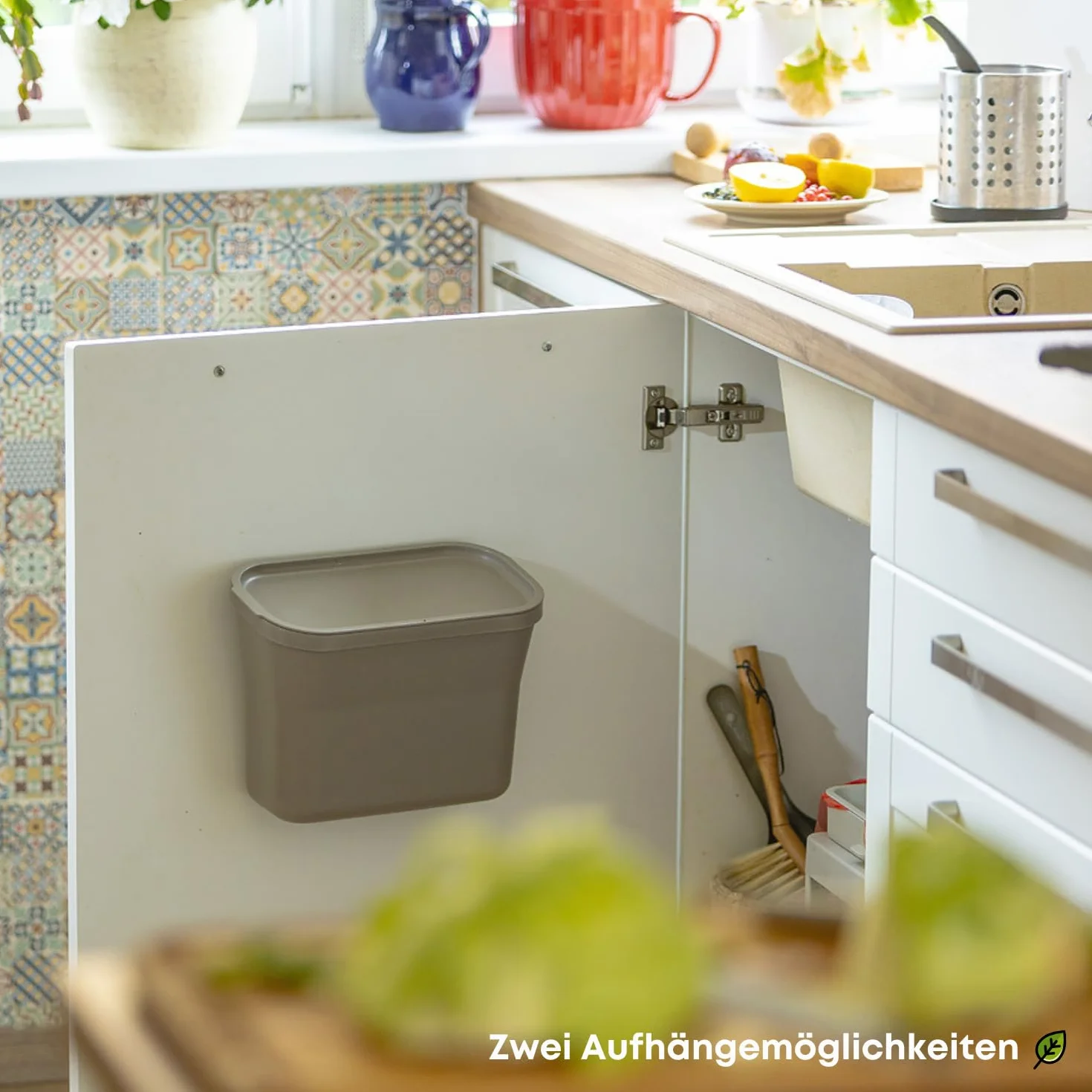Plastia Urbalive Design wiszący kosz na odpady organiczne kuchnia (taupe)