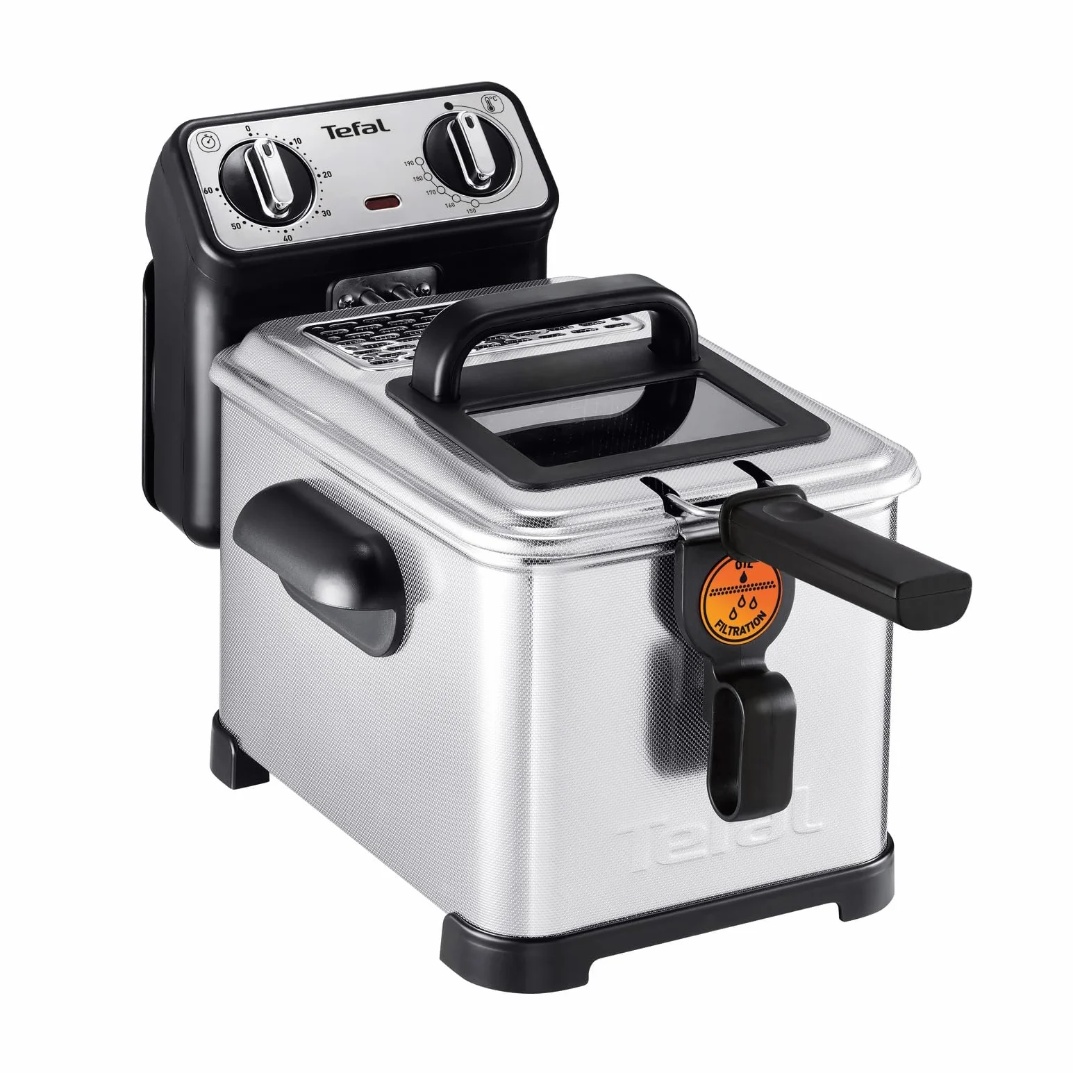 Tefal FR5101 Filtra Pro Inox & Design | 3,0 l | frytkownica premium | 2300 W | półprofesjonalna frytkownica z olejem | system Clean-Oil | izolacja cieplna | Termostat | Timer | stal nierdzewna/czarna