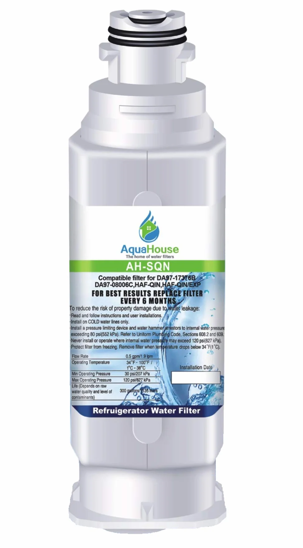 AquaHouse AH-SQN kompatybilny z filtrem wody Samsung HAF-Qin DA97-17376B, filtr do lodówki DA97-08006C