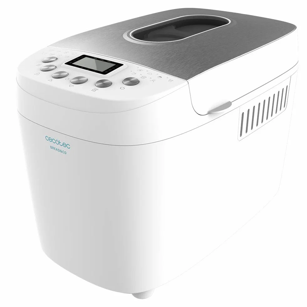 Cecotec Wypiekacz do chleba Bread&Co 1500 PerfectCook. 850 W, 1,5 Kg, 15 programów, 15 programowalnych godzin, 2 elementy grzewcze, misa odporna na mycie w zmywarce, książeczka z przepisami, Bread&Co 1500 PerfectCook.