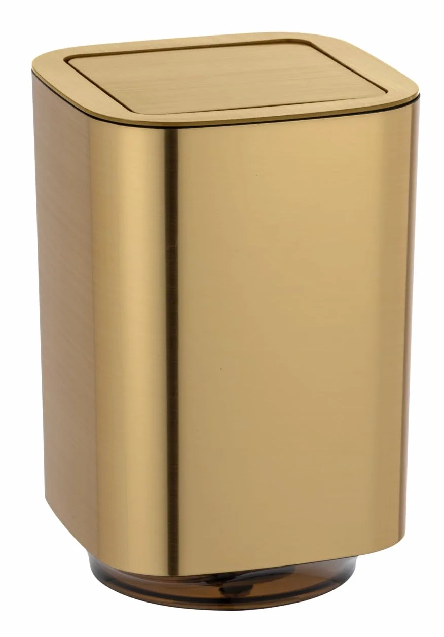 WENKO Auron kosz na kosmetyki z uchylną pokrywą 5,5 l tworzywo sztuczne 17,2 x 25,5 x 17,2 cm Złoto