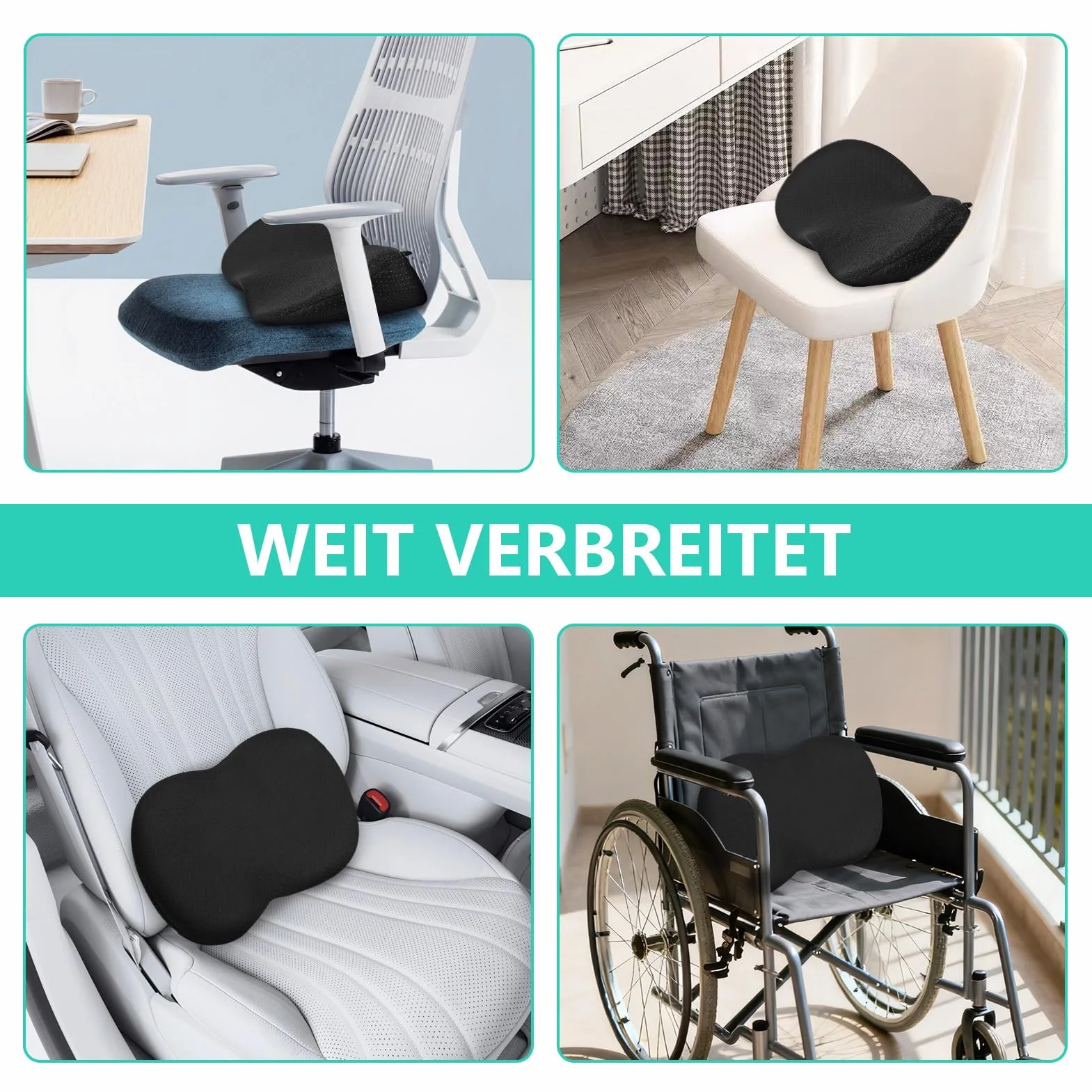 Ejoyous Poduszka do Siedzenia Samochodowego, Fotel Kierowcy, Poduszka Samochodowa z Pianki Memory Foam, Przenośna Poduszka Klinowa, Podkładka na Siedzenie Samochodowe