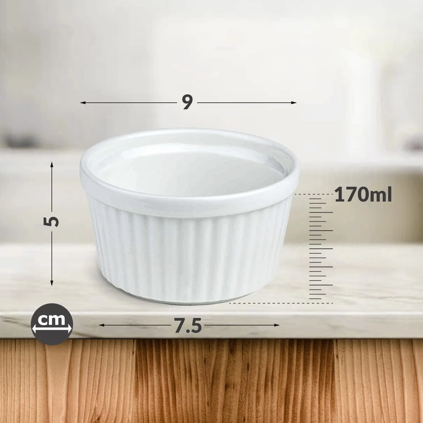 Chefarone Zestaw 10 Foremek Soufflé 200 ml – Ceramiczne Miseczki do Kremu Brulee, Pieczenia i Zapiekania, Do Mycia w Zmywarce, Białe (9 x 7,5 x 5 cm)