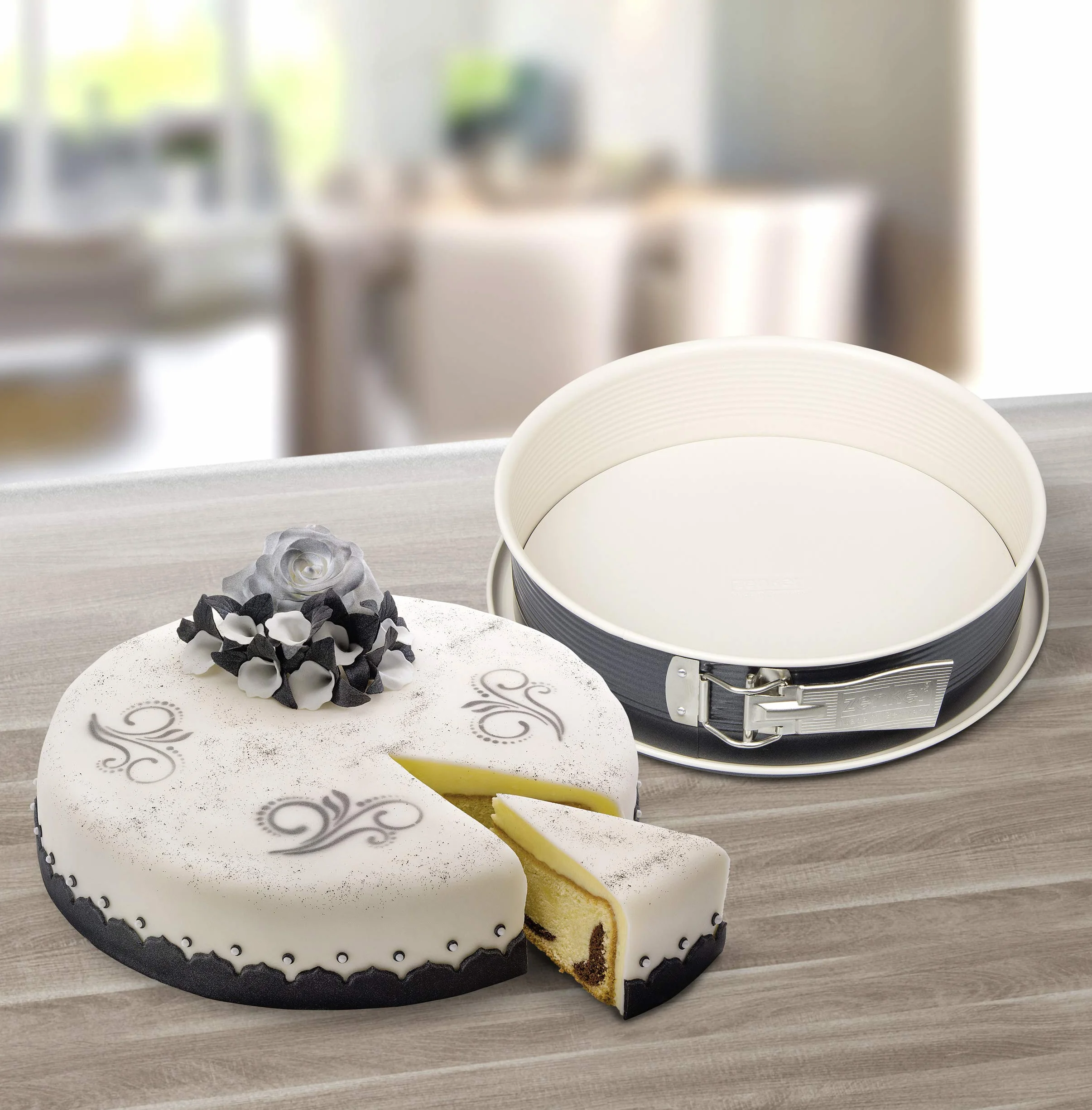 Zenker Creme Noir Springform z 1 podstawą, stal nierdzewna, szary/beżowy, średnica 26 cm
