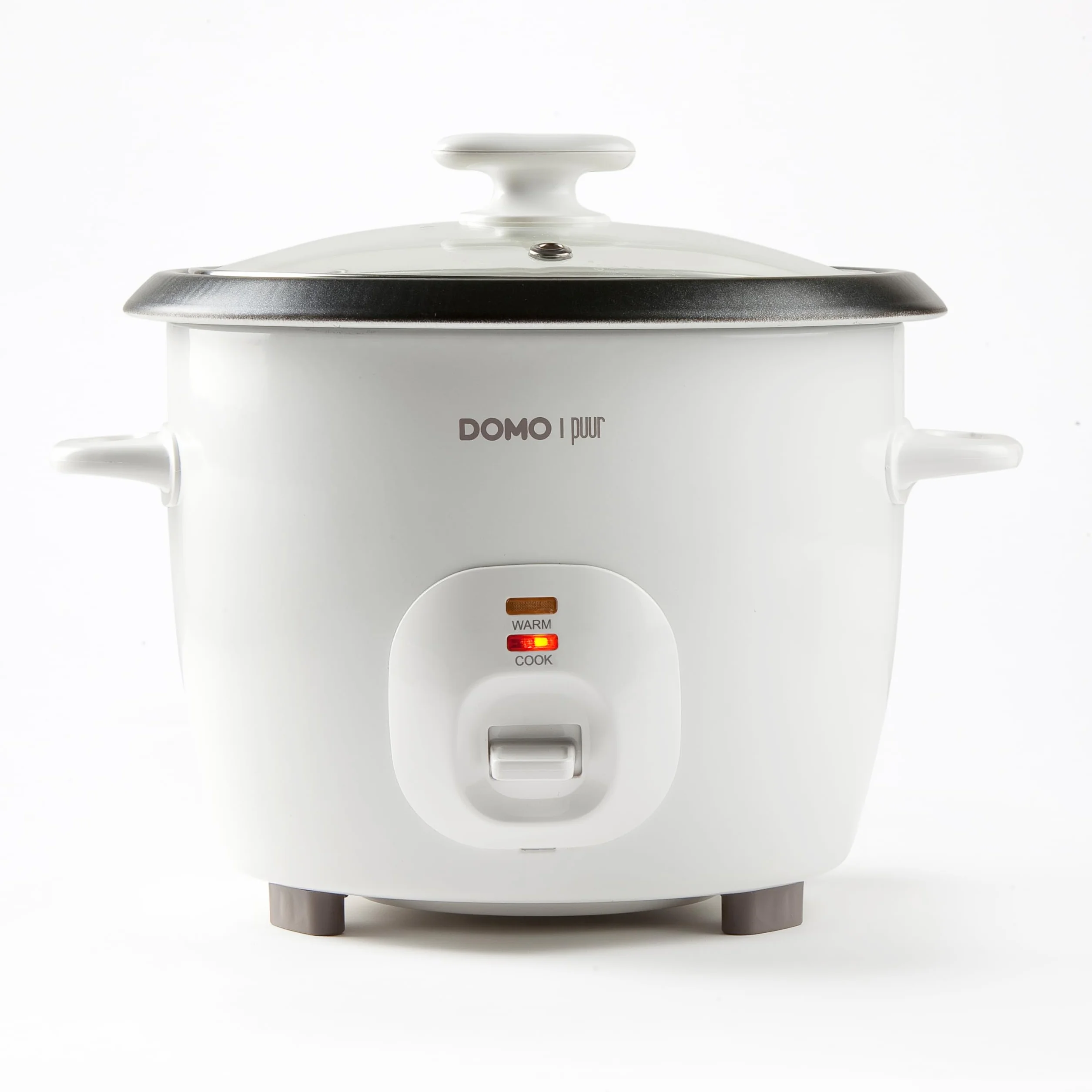 DOMO DO9176RK szybkowar do ryżu serii "Puur" – gotowanie i utrzymywanie ciepła – uchwyty Cool Touch – teflonowa powłoka nieprzywierająca – w zestawie kubek z miarką, kielnią i koszem parowym – 1,3 l