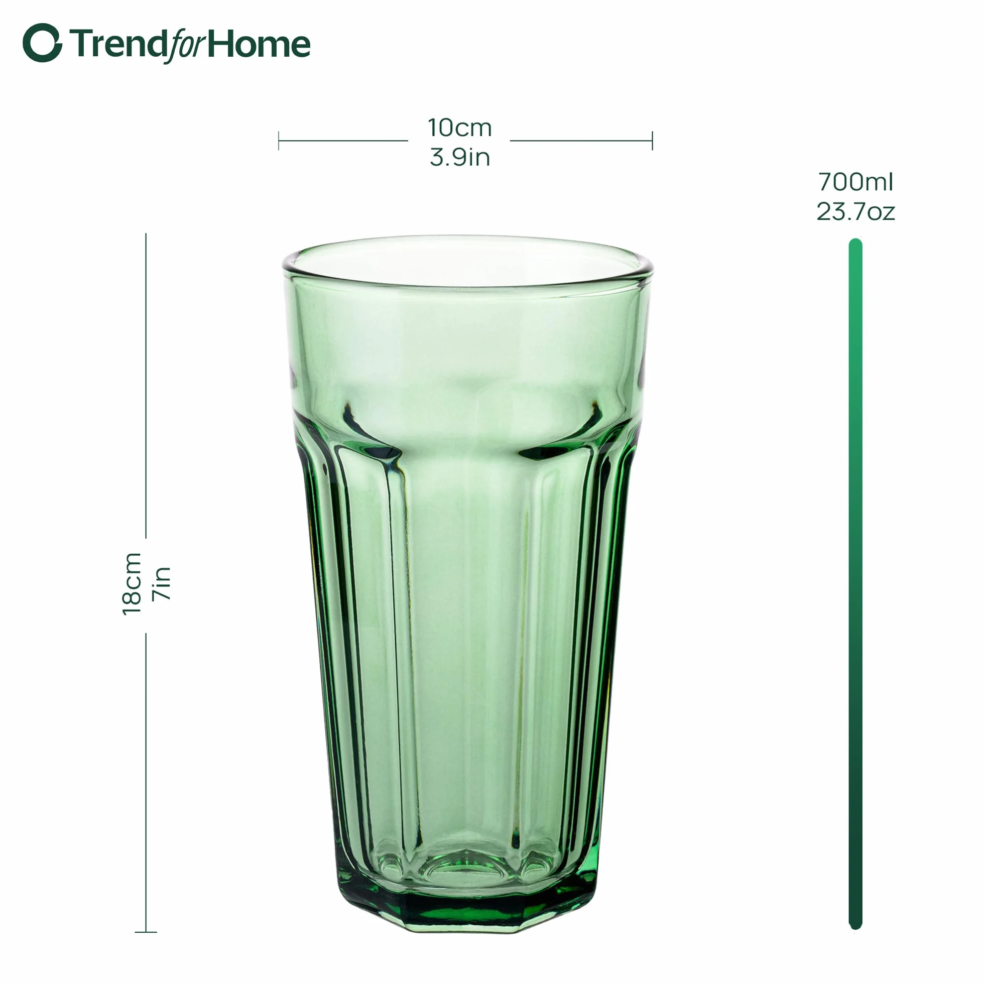 TREND FOR HOME -Gigi Rainbow Blast Mix: Duże Szklanki 700 ml, Zestaw 6, Szklanki do Koktajli, Kawy Mrożonej, Long Drinków XXL, Kolorowe, Lemoniady, Soku, Smoothie.