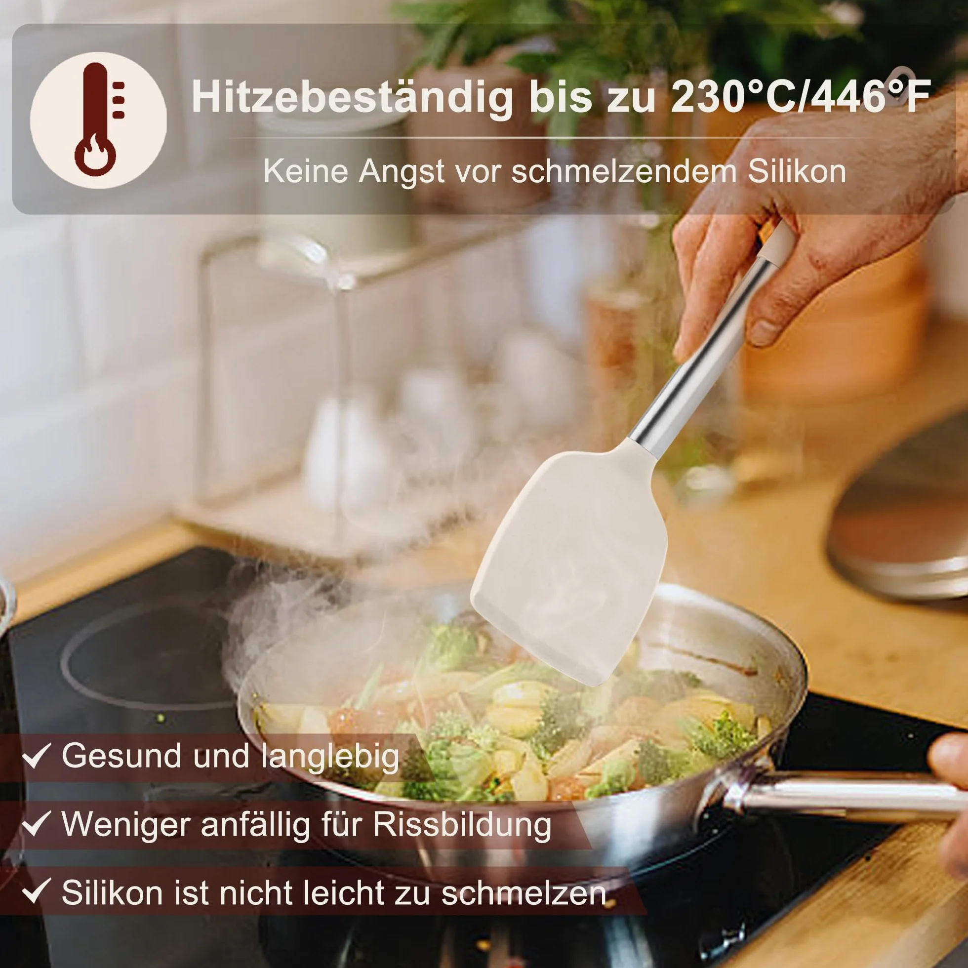 Onader Zestaw 11 przyborów kuchennych ze stali nierdzewnej (11, khaki)