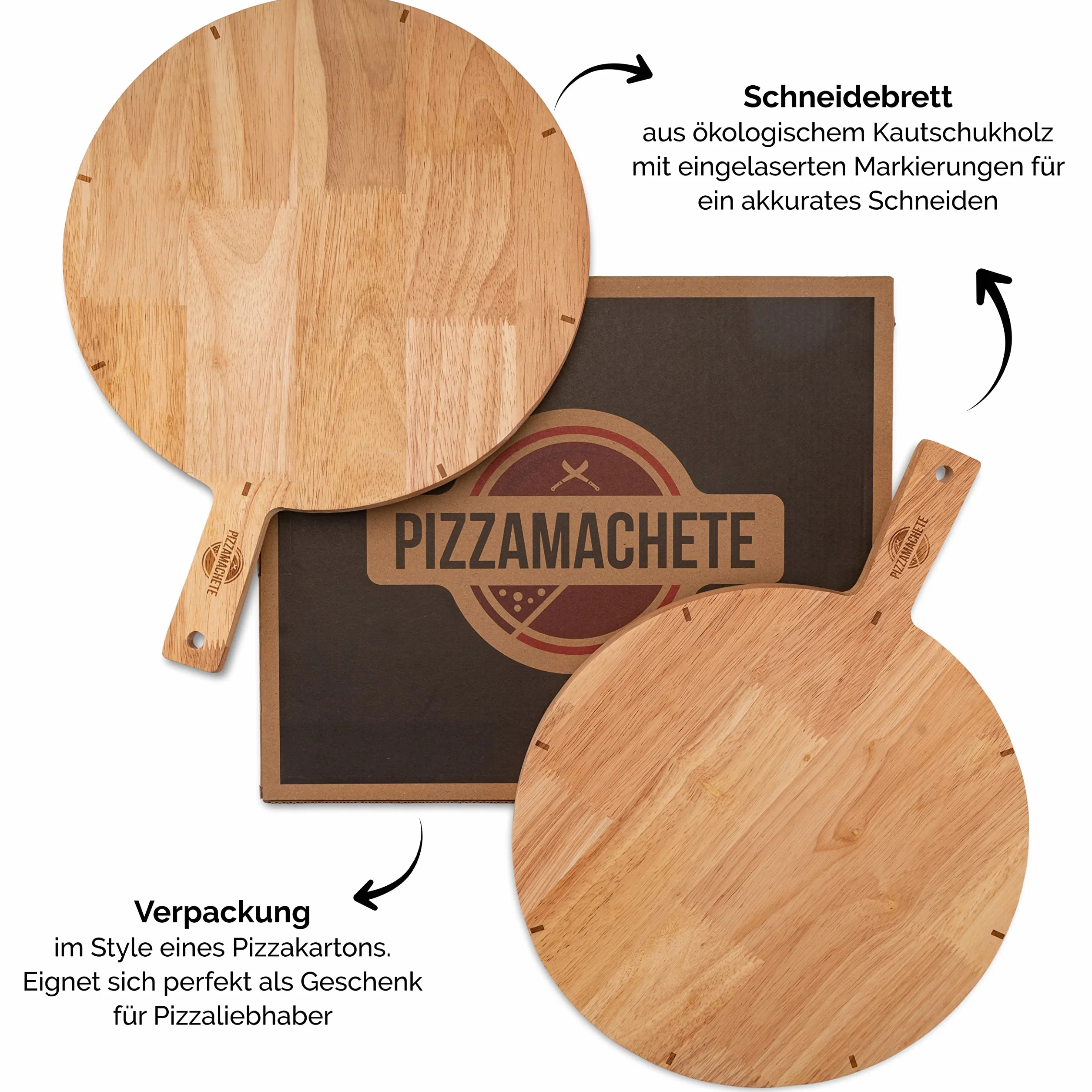 PIZZAMACHETE Deska do pizzy drewniana 30,5 cm Zestaw 2 szt