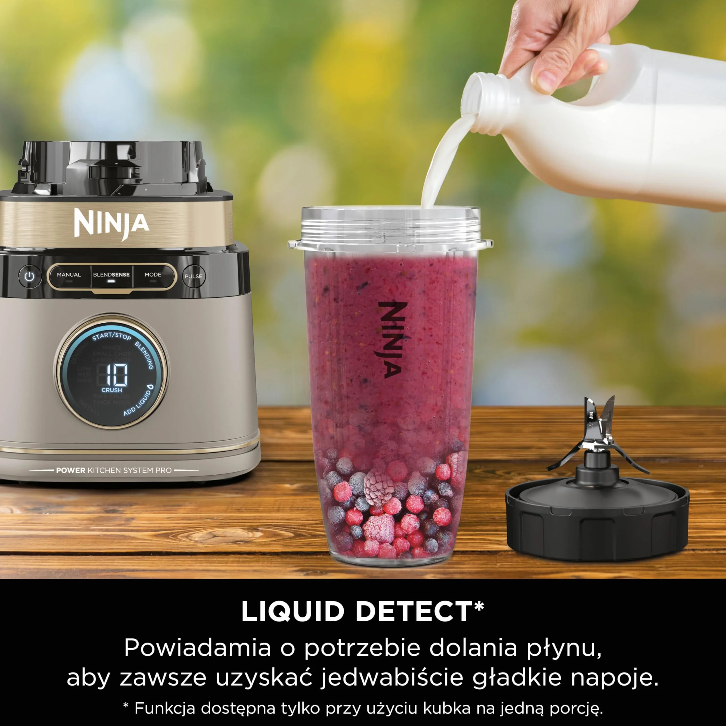 Ninja TB401EUSTGD 3-in-1 Detect Processor Pro Blender, robot kuchenny, ostrze do ciasta, kubki, dzbanek, złoty odcień kamienia