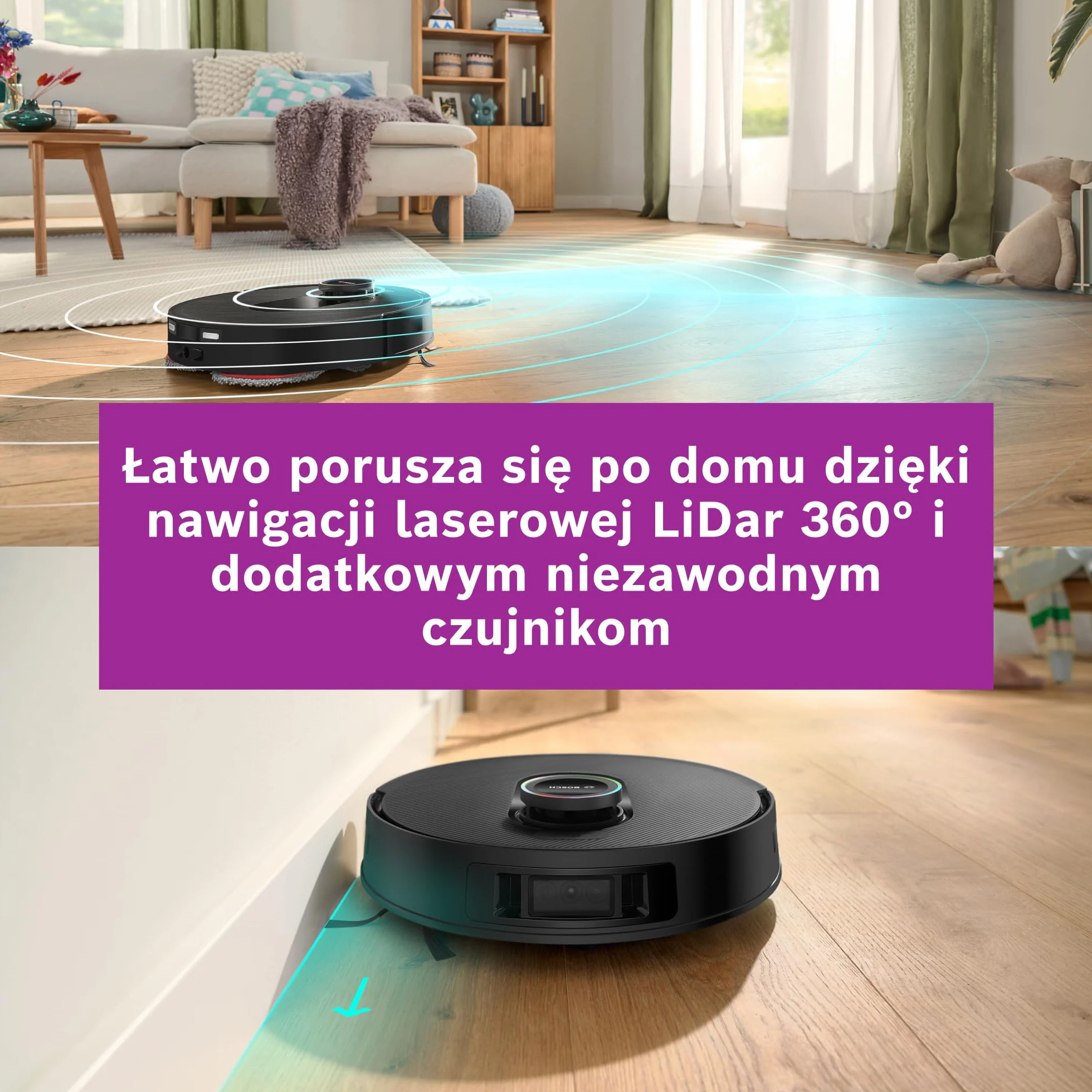 Bosch Spotless Max Cam Robot sprzątający, moc ssania 11000Pa, stacja czyszcząca, Smart Vision, Home Connect, czarny