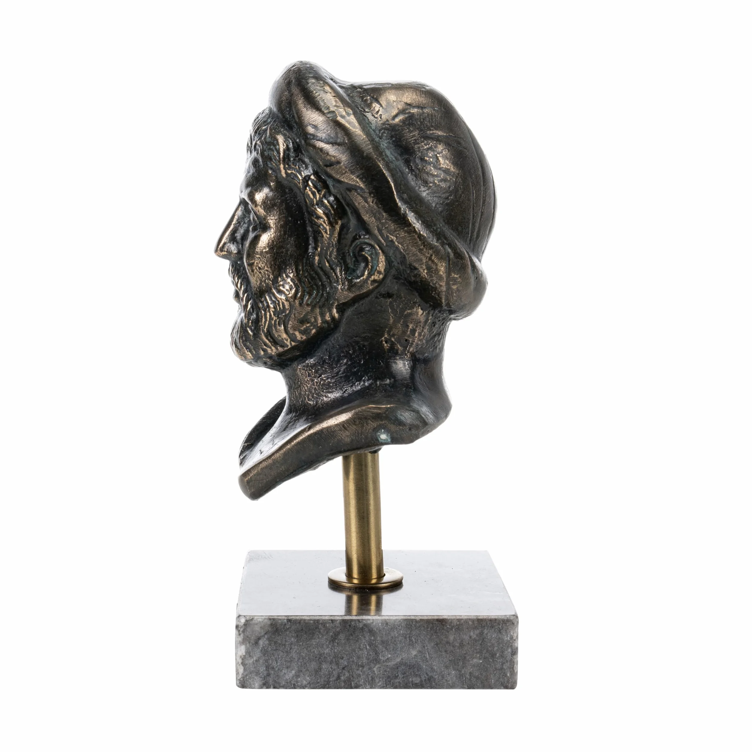 Grecki filozof Pitagoras Popiersie rzeźba z brązu z marmurową podstawą 5,90 cala (15 cm)