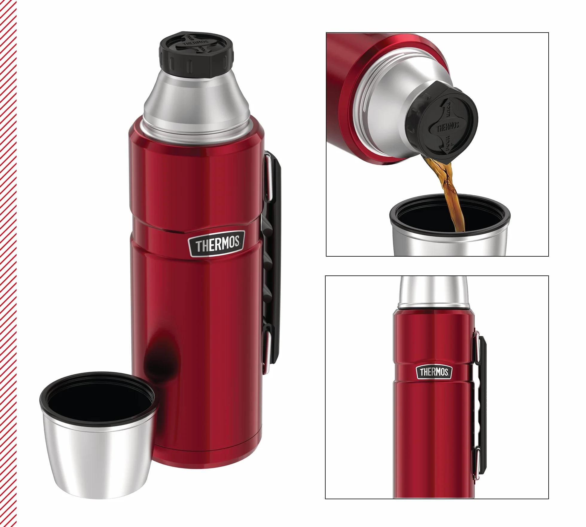 Thermos Stainless King Termos, Czerwony (Cranberry), 1.2L