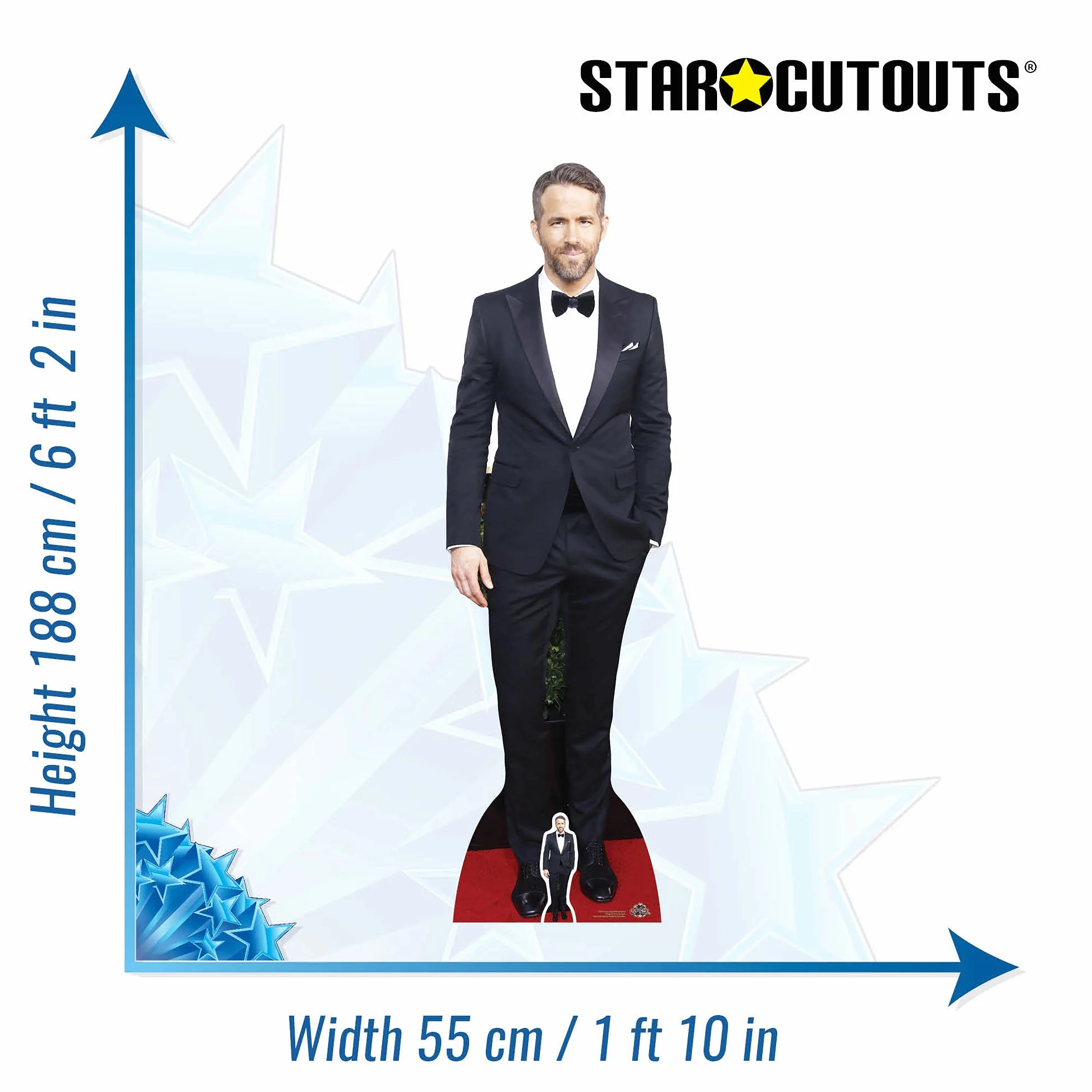 Star Cutouts Ltd CS675 Celebrity Standee Ryan Reynolds wycięty, wielokolorowy, 188 x 55 x 188 cm