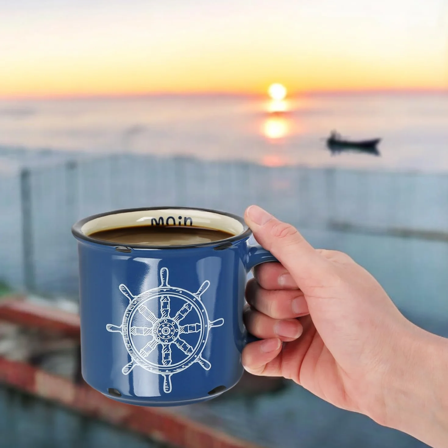 Porcelanowy kubek do kawy XXL 500 ml 3 sztuki biały niebieski szary