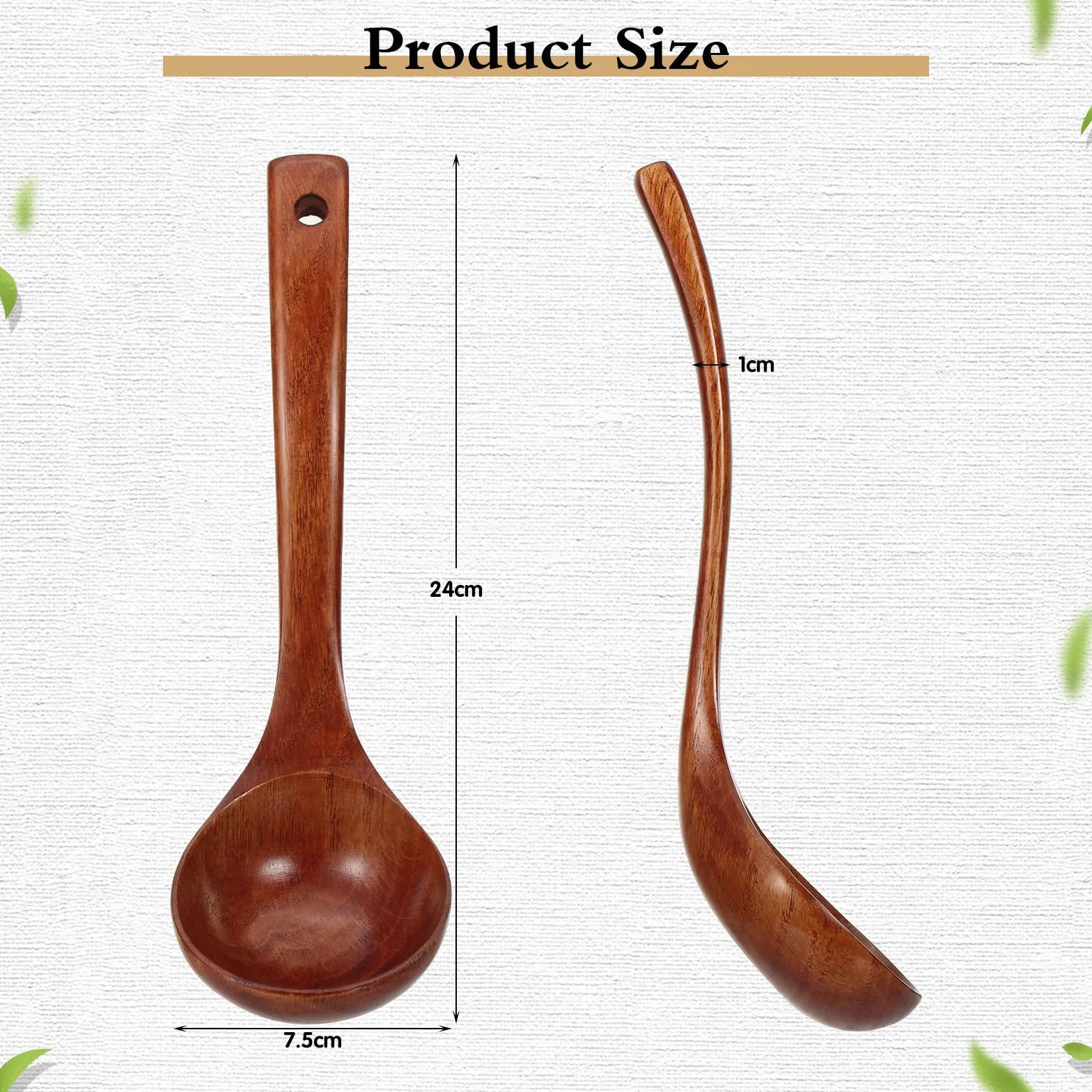 TsunNee Drewniana chochla do zupy, łyżka do zupy z naturalnego drewna, łyżka do owsianki, długość 24 cm