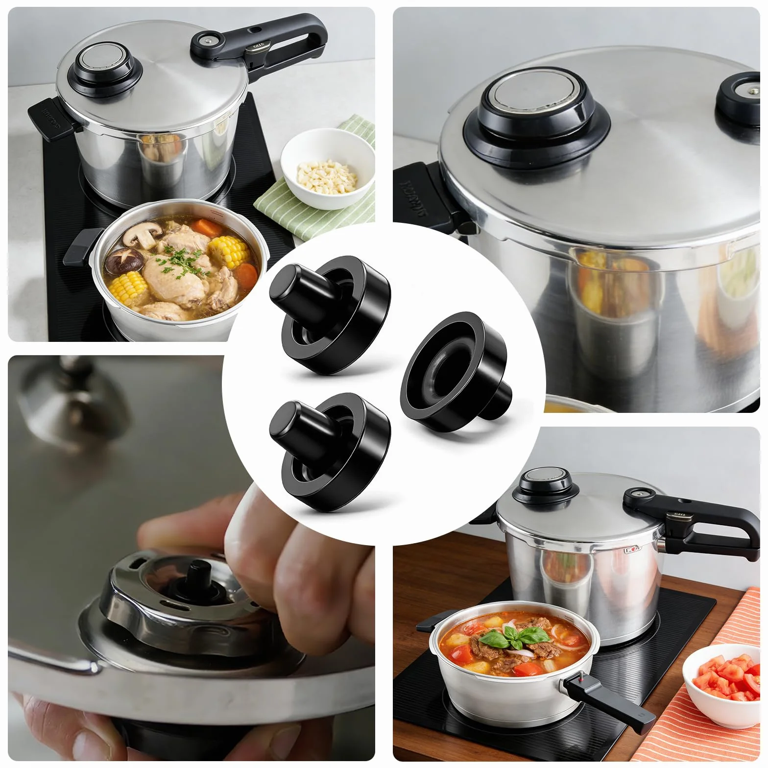 Szybkowar, części zamienne do Fissler Vitavit Premium – Pressure Cooker, membrana silikonowa do szybkowaru Fissler do garnków Vitavit Comfort, membrana zaworowa, silikonowe zawory ciśnieniowe, 3