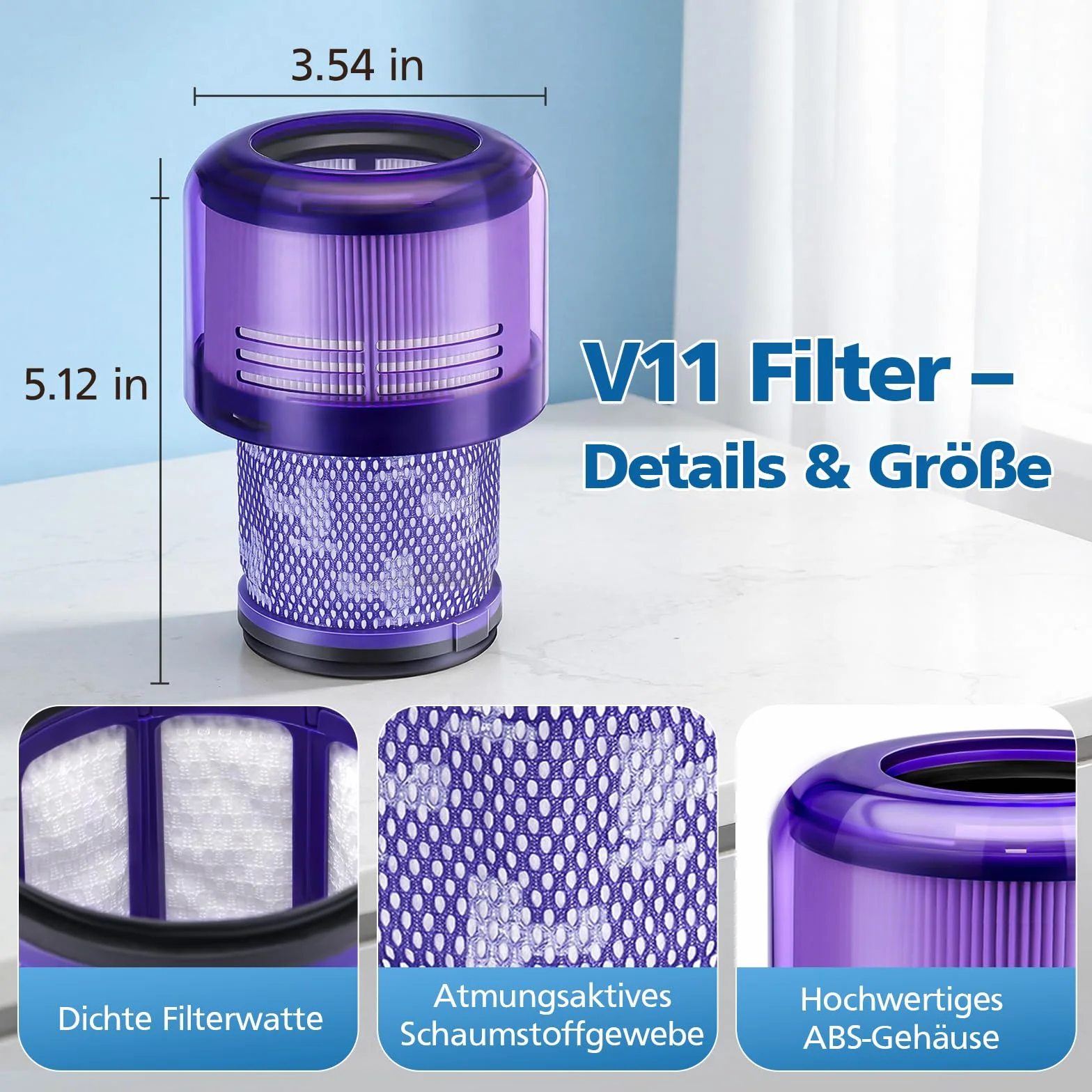 Filtr do Dyson V11, 3 sztuki zamiennych filtrów do odkurzacza akumulatorowego Dyson V11 Animal/Absolute/Torque Drive/Fluffy/Extra/Complete Pro/ V15 Detect/ SV14 SV17 SV22 odkurzacz akumulatorowy